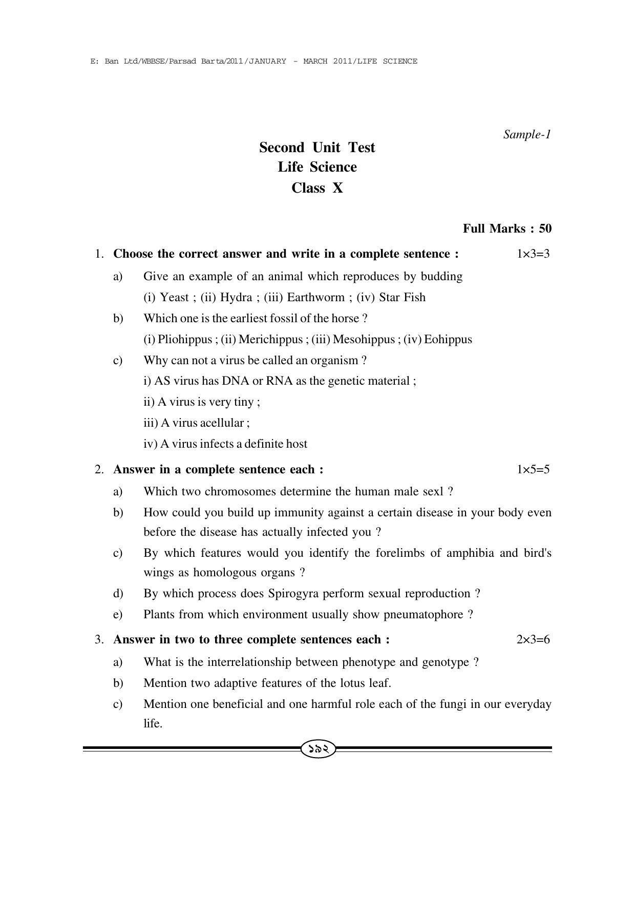 WBBSE Class X Syllabus (Life Science) - Page 19