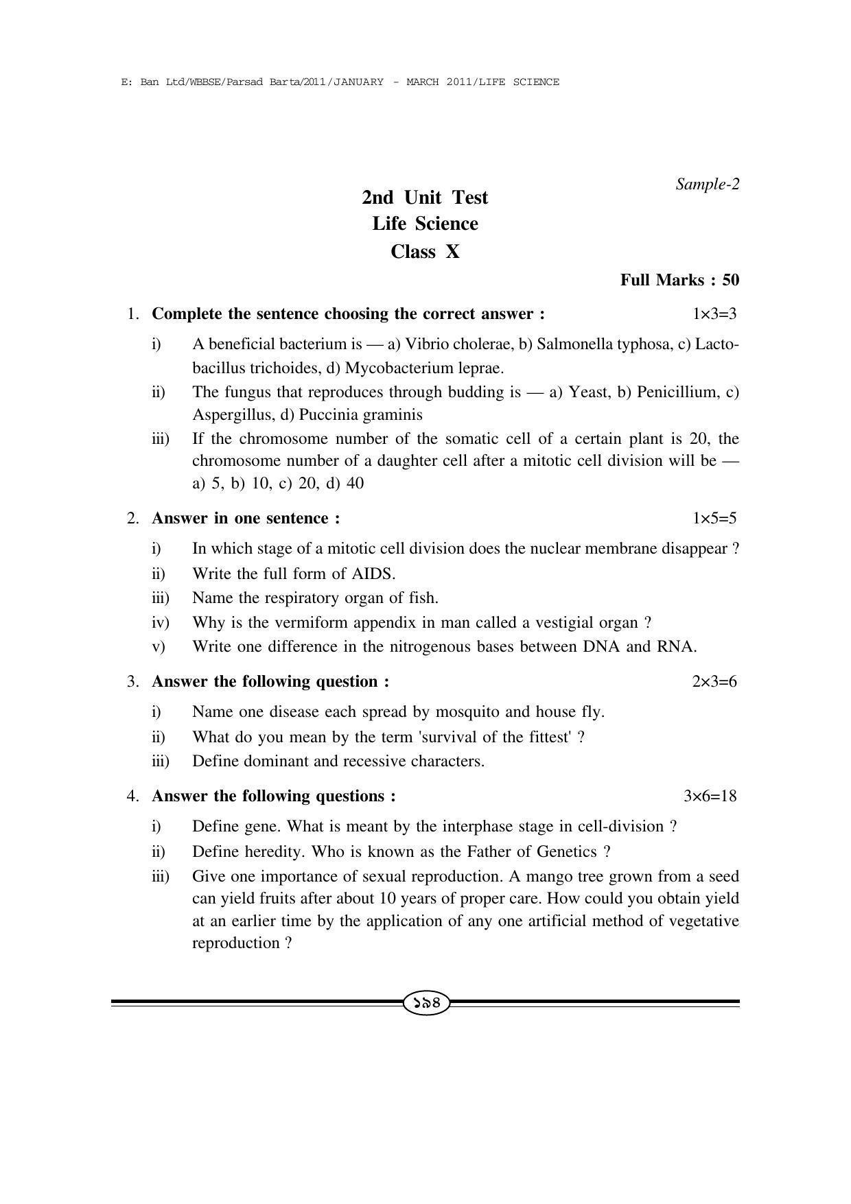 WBBSE Class X Syllabus (Life Science) - Page 21