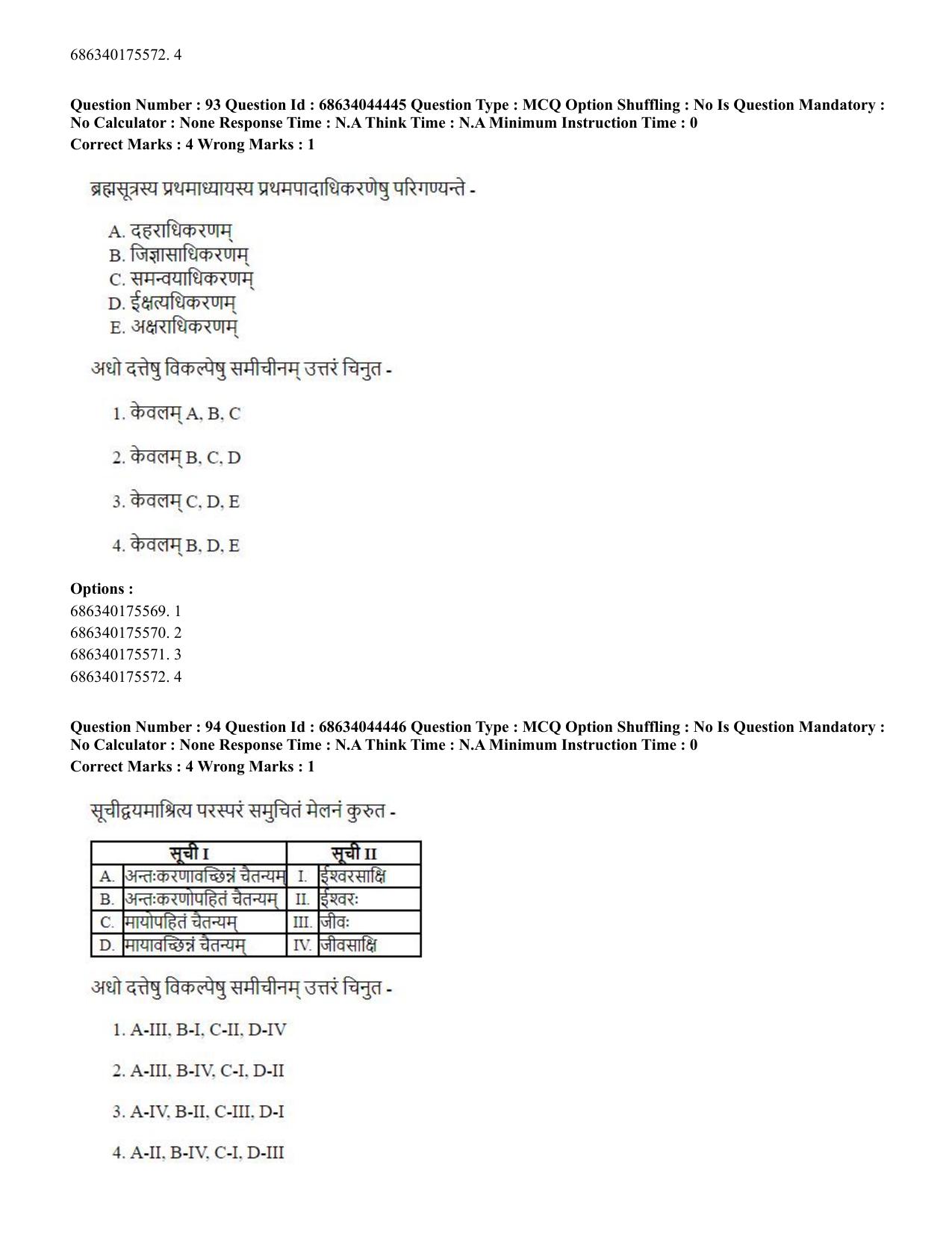 CUET PG 2023: ACQP23 – Vedanta (BHU) (Hin)-Shift 3 (30-06-2023) Question Paper - Page 135
