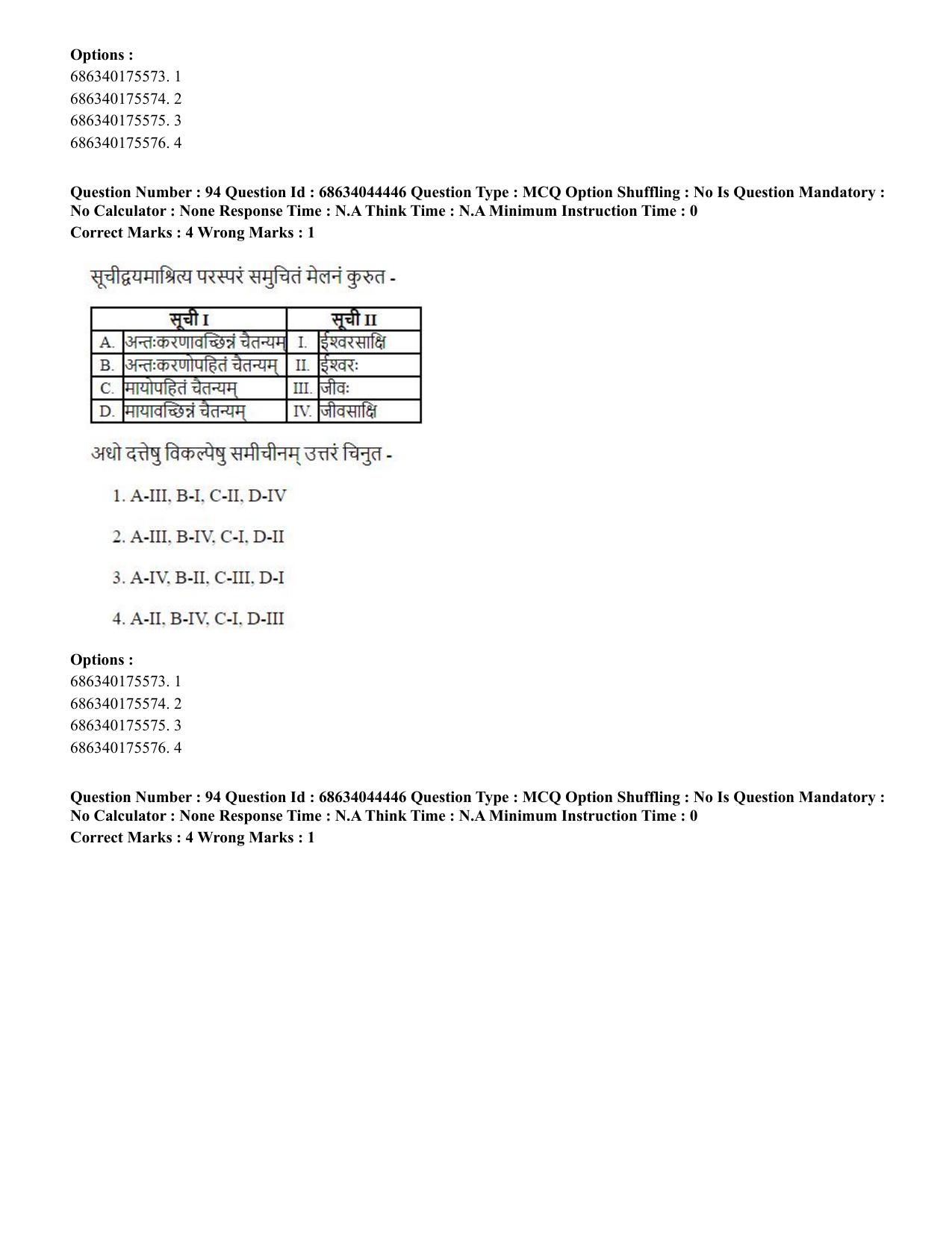 CUET PG 2023: ACQP23 – Vedanta (BHU) (Hin)-Shift 3 (30-06-2023) Question Paper - Page 136