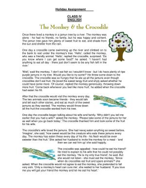 Worksheet for Class 4 English Assignment 112 Monkey Crocodile