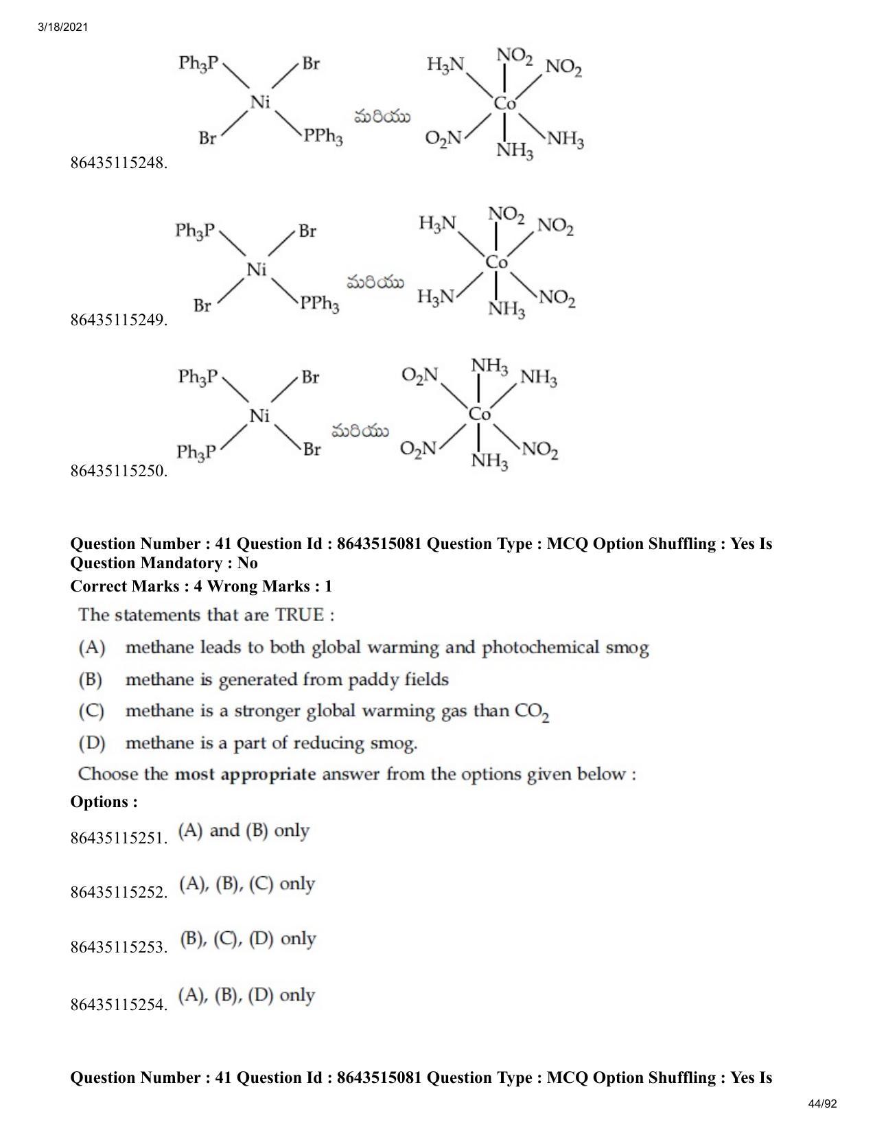 JEE Mains 2021: BTech ETE (Shift 1) 18-03-2021 Question Paper - Page 44