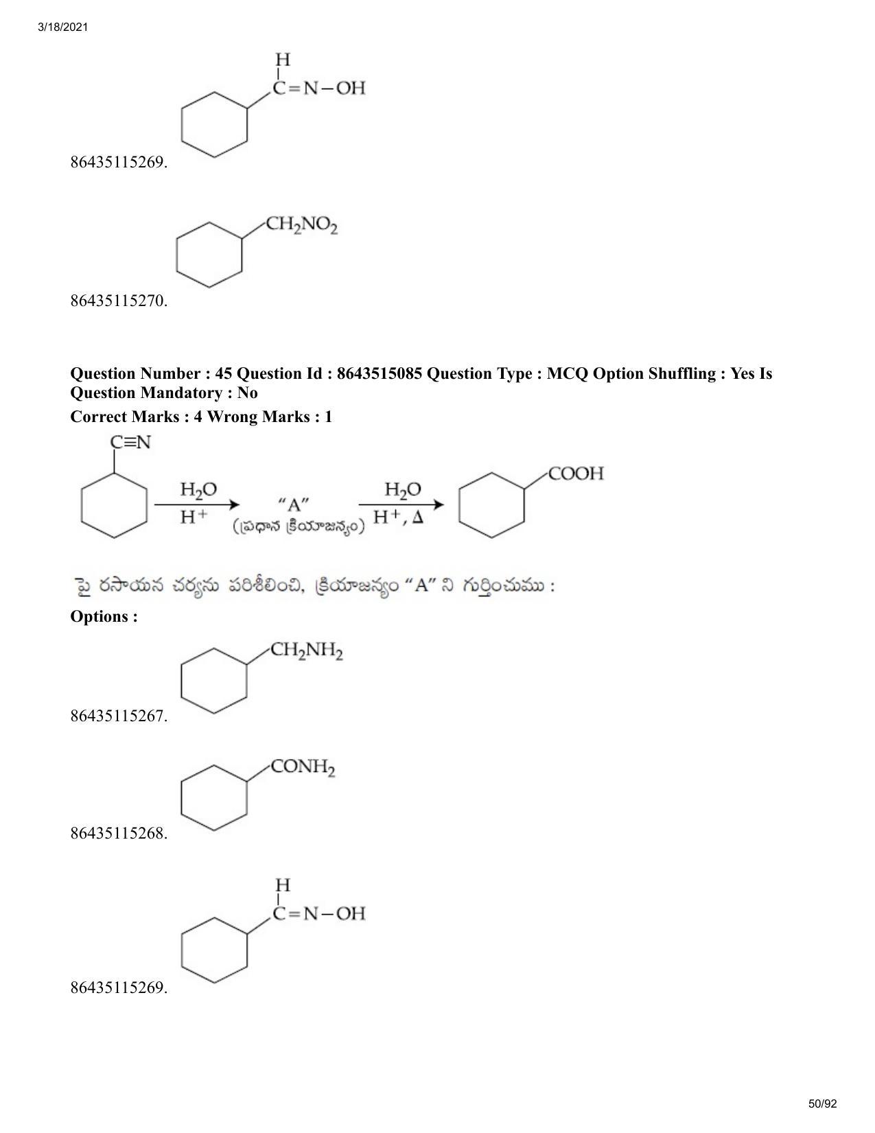 JEE Mains 2021: BTech ETE (Shift 1) 18-03-2021 Question Paper - Page 50