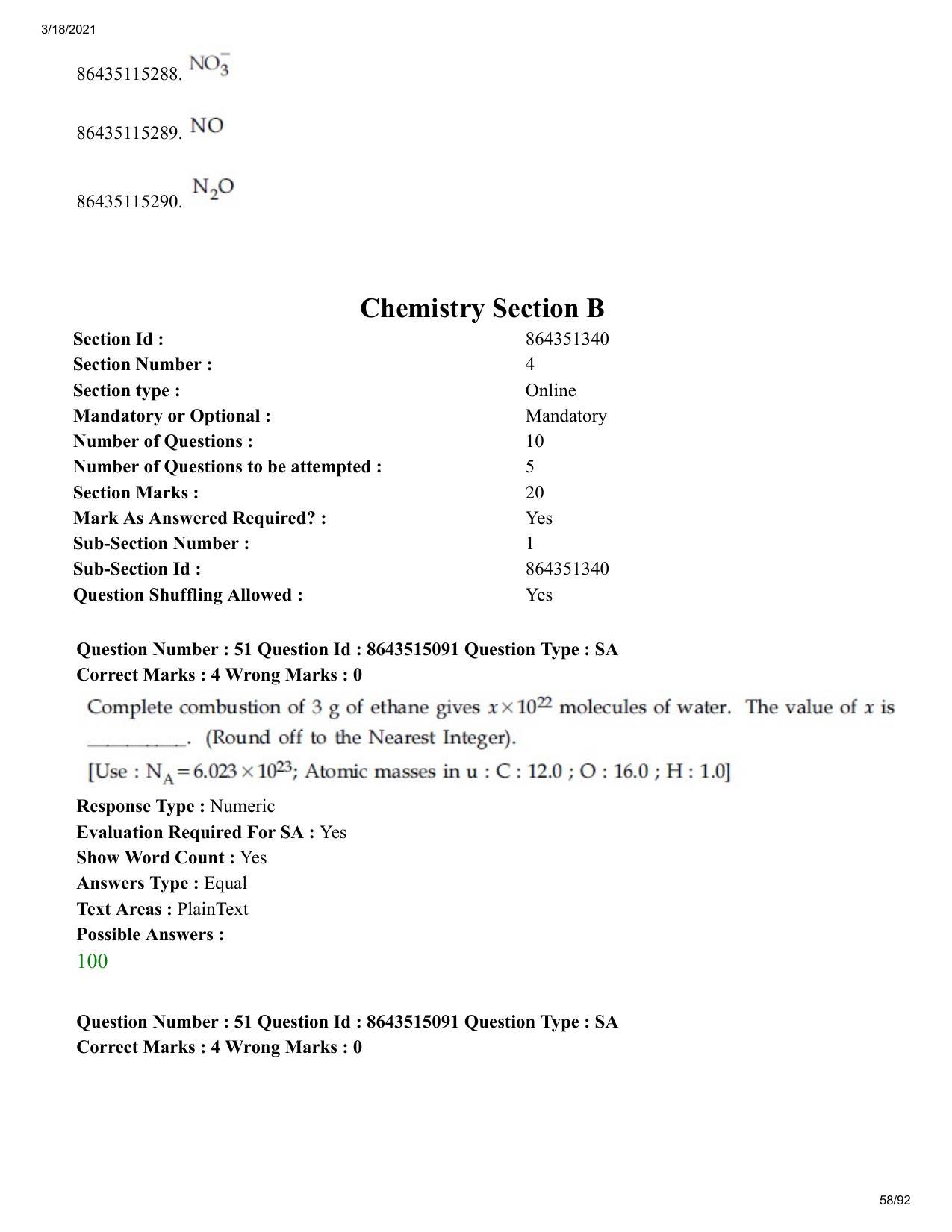 JEE Mains 2021: BTech ETE (Shift 1) 18-03-2021 Question Paper - Page 58