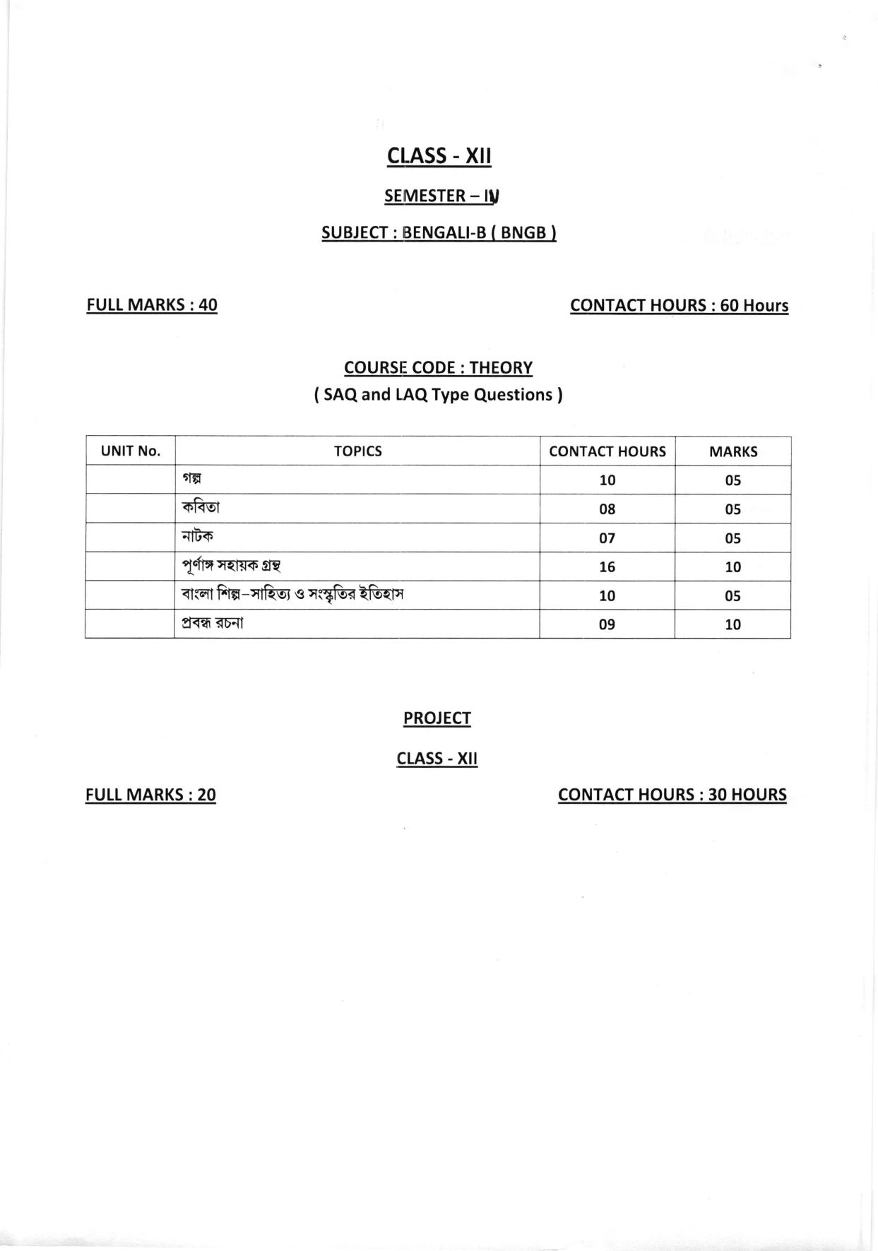 WBCHSE Class 11 & 12 Syllabus for Bengali-B (BNGB) (Language) - Page 8