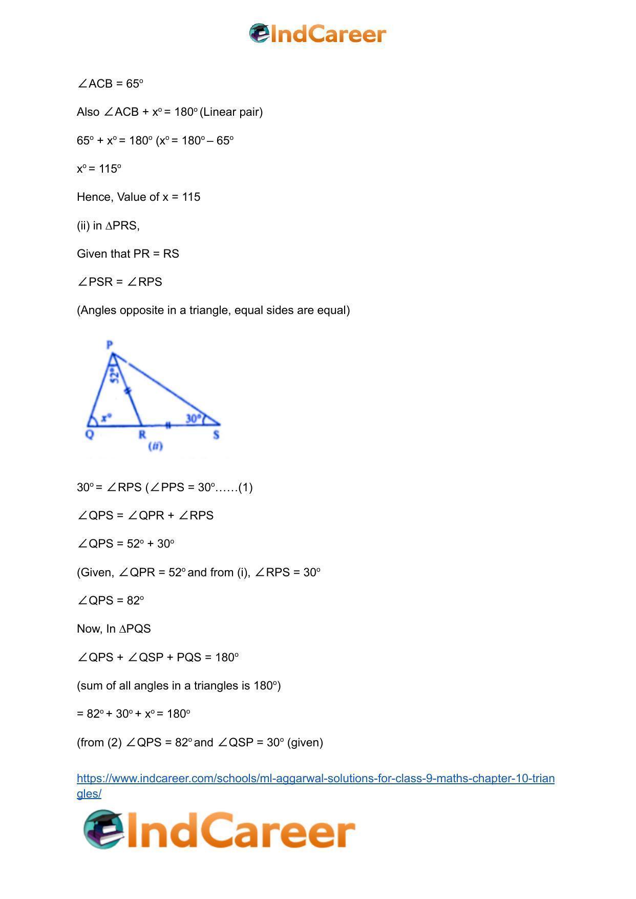 ML Aggarwal Solutions for Class 9 Maths Chapter 10- Triangles - Page 19