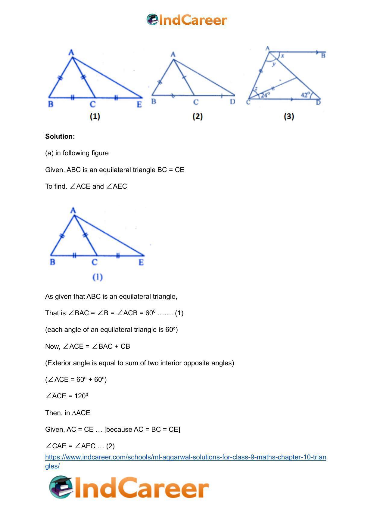 ML Aggarwal Solutions for Class 9 Maths Chapter 10- Triangles - Page 21