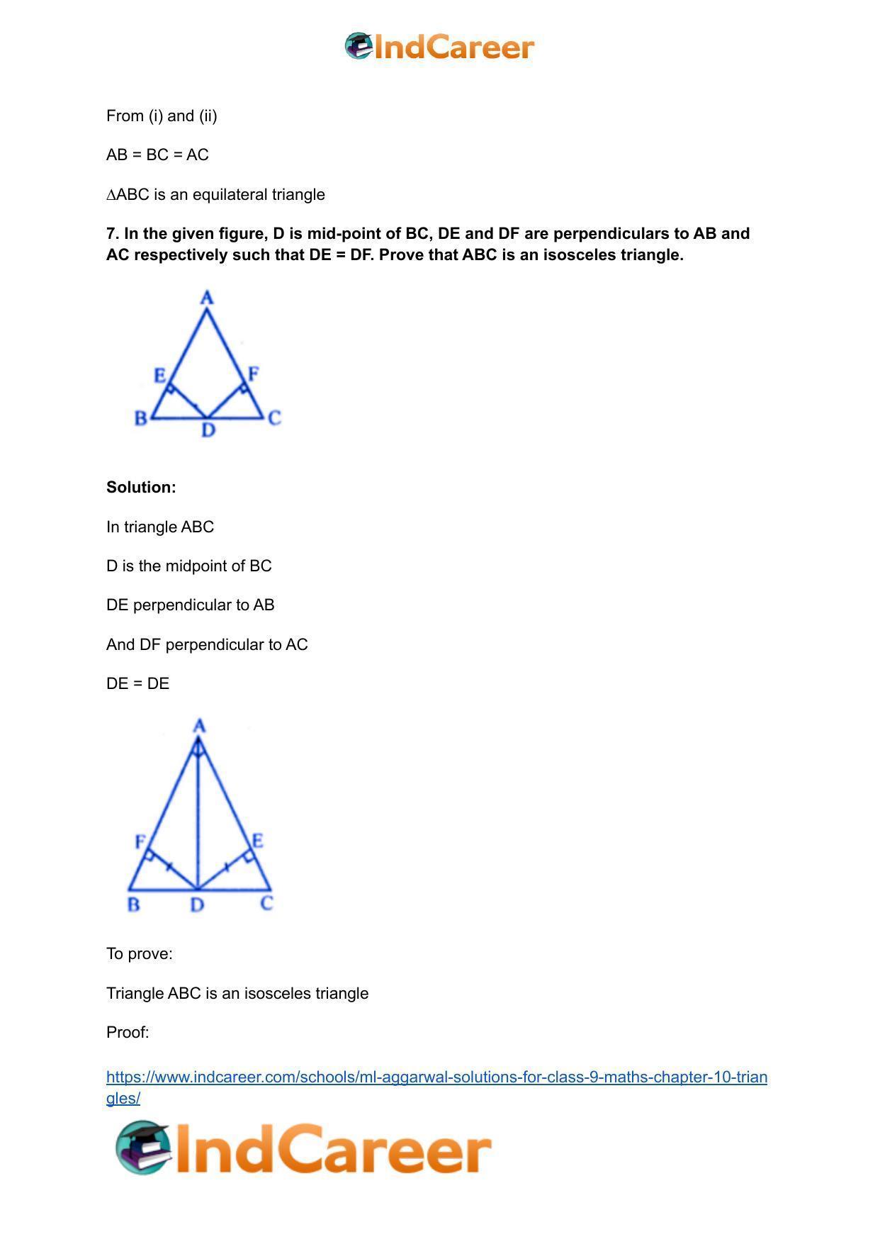 ML Aggarwal Solutions for Class 9 Maths Chapter 10- Triangles - Page 25