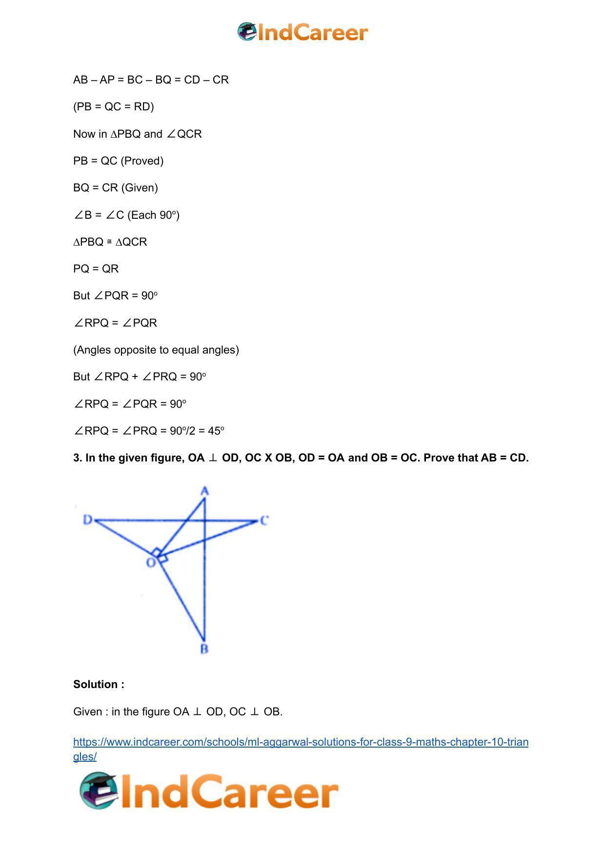 ML Aggarwal Solutions for Class 9 Maths Chapter 10- Triangles - Page 31