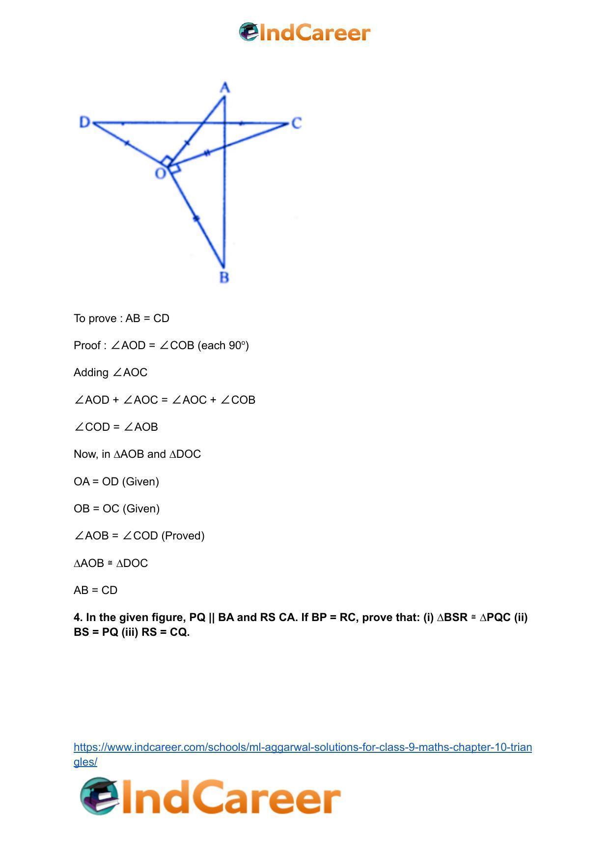 ML Aggarwal Solutions for Class 9 Maths Chapter 10- Triangles - Page 32