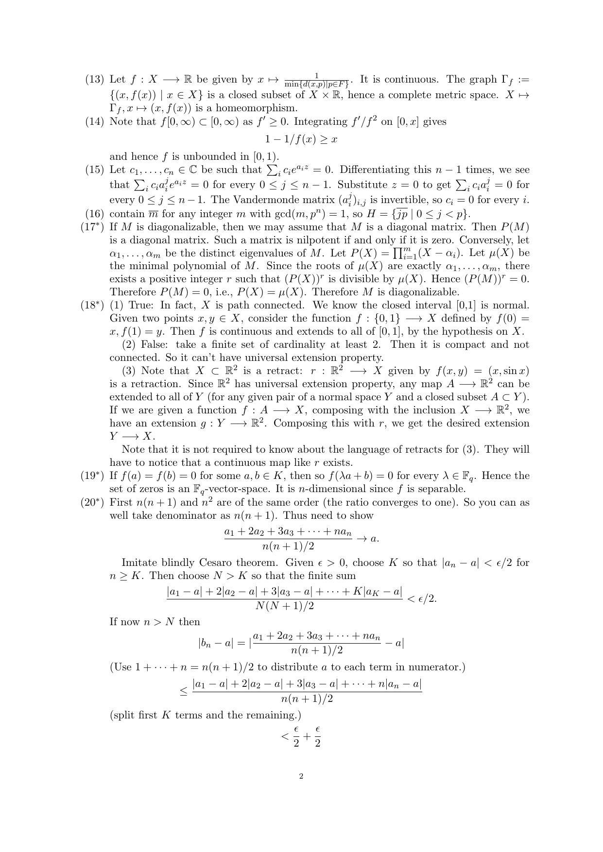 CMI Entrance Exam 2020 Solutions MSc/PhD Mathematics - Page 2