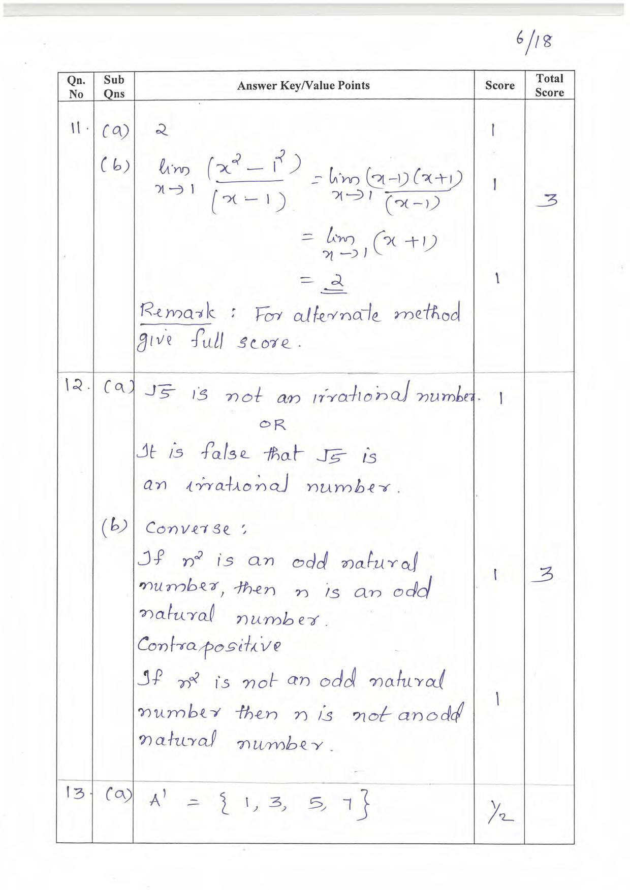 Kerala Plus One 2021-22 Maths (Science) Answer Key - Page 6
