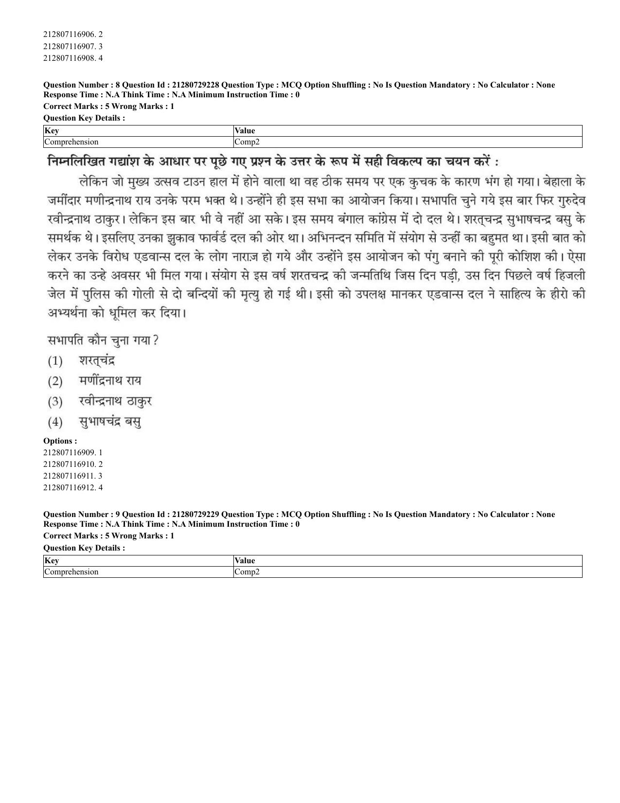 CUET 2023 Hindi Shift 1 Question Papers - Page 8