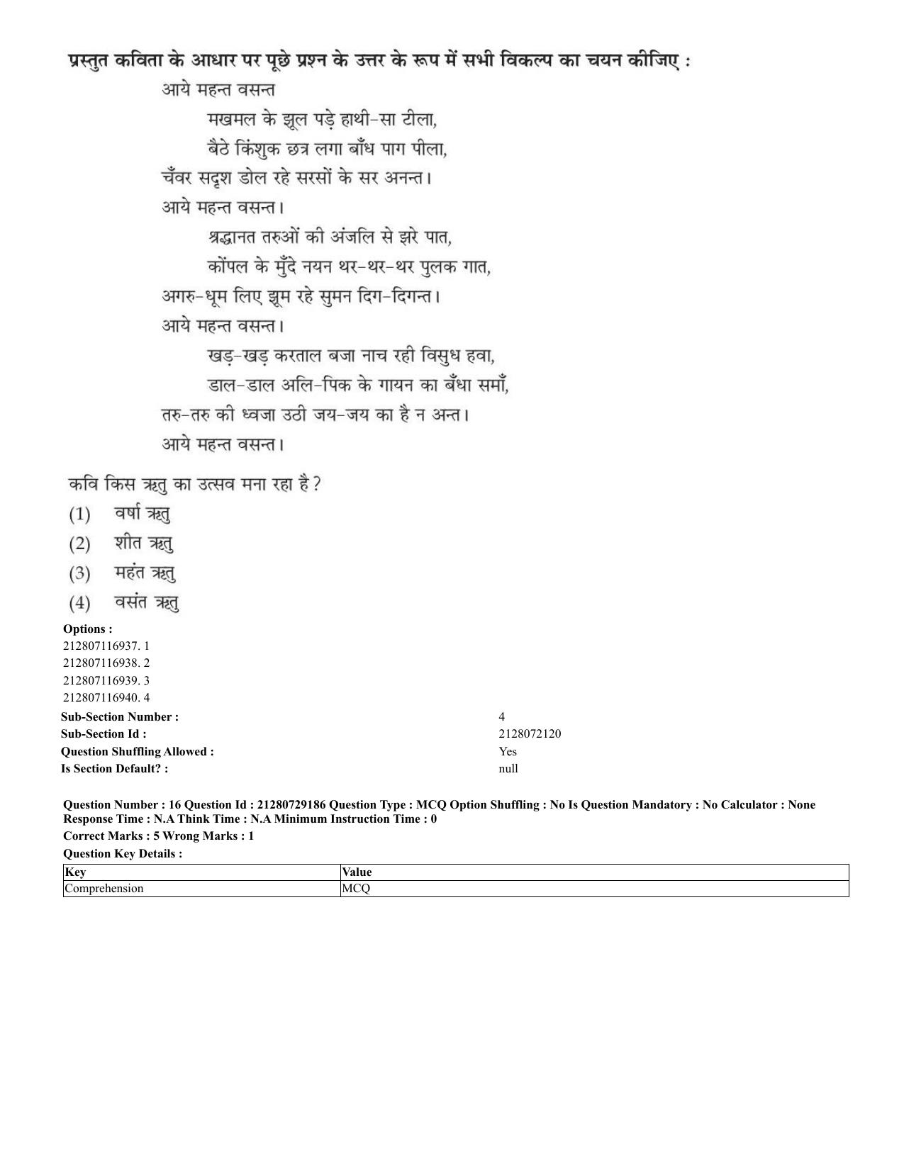 CUET 2023 Hindi Shift 1 Question Papers - Page 14
