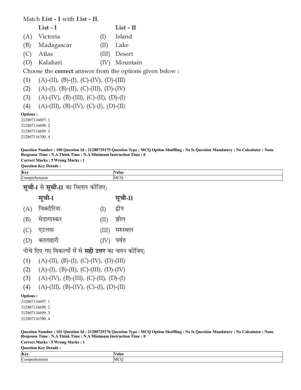 CUET 2023 Hindi Shift 1 Question Papers - Page 73