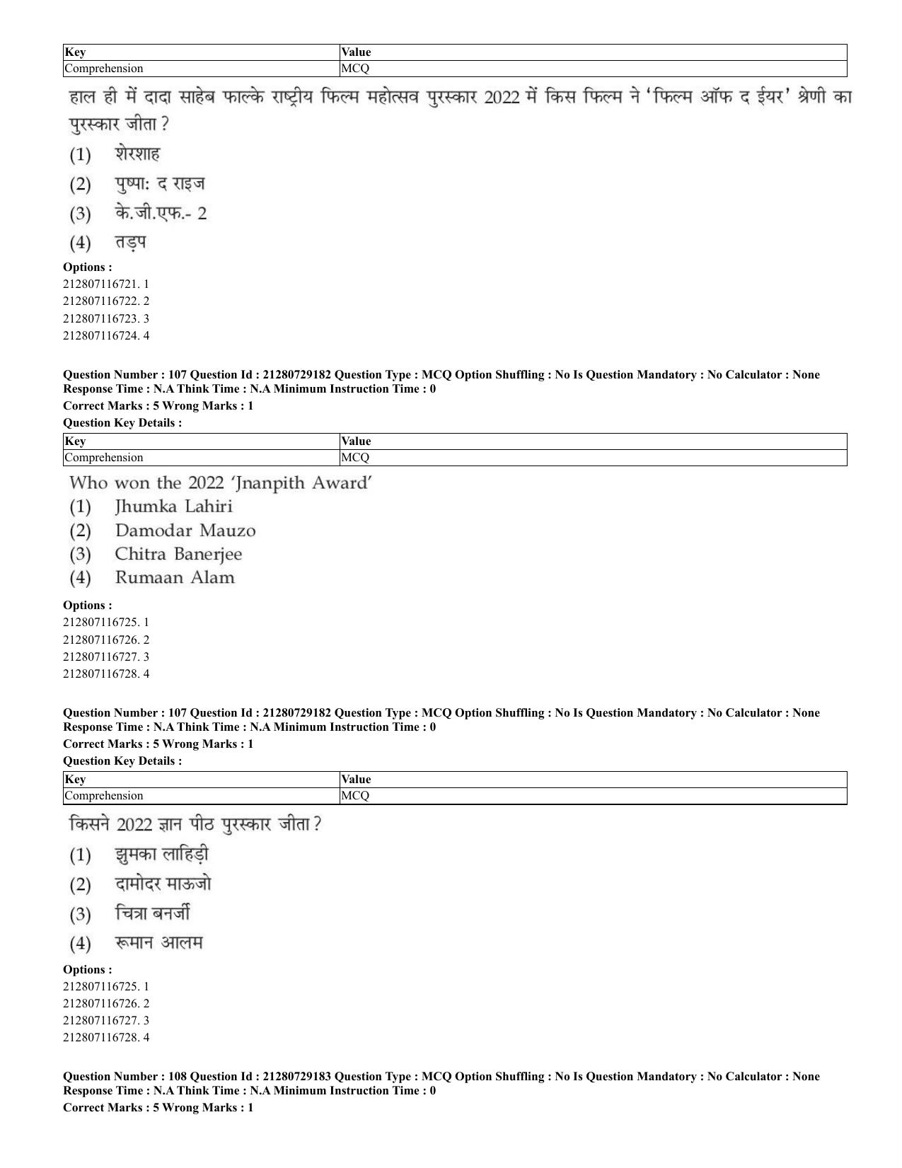 CUET 2023 Hindi Shift 1 Question Papers - Page 78