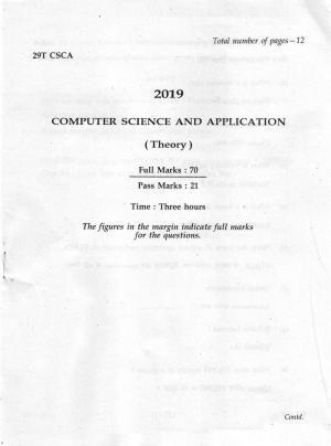 AHSEC Class 12  Computer Science & Application 2019 Question Papers 