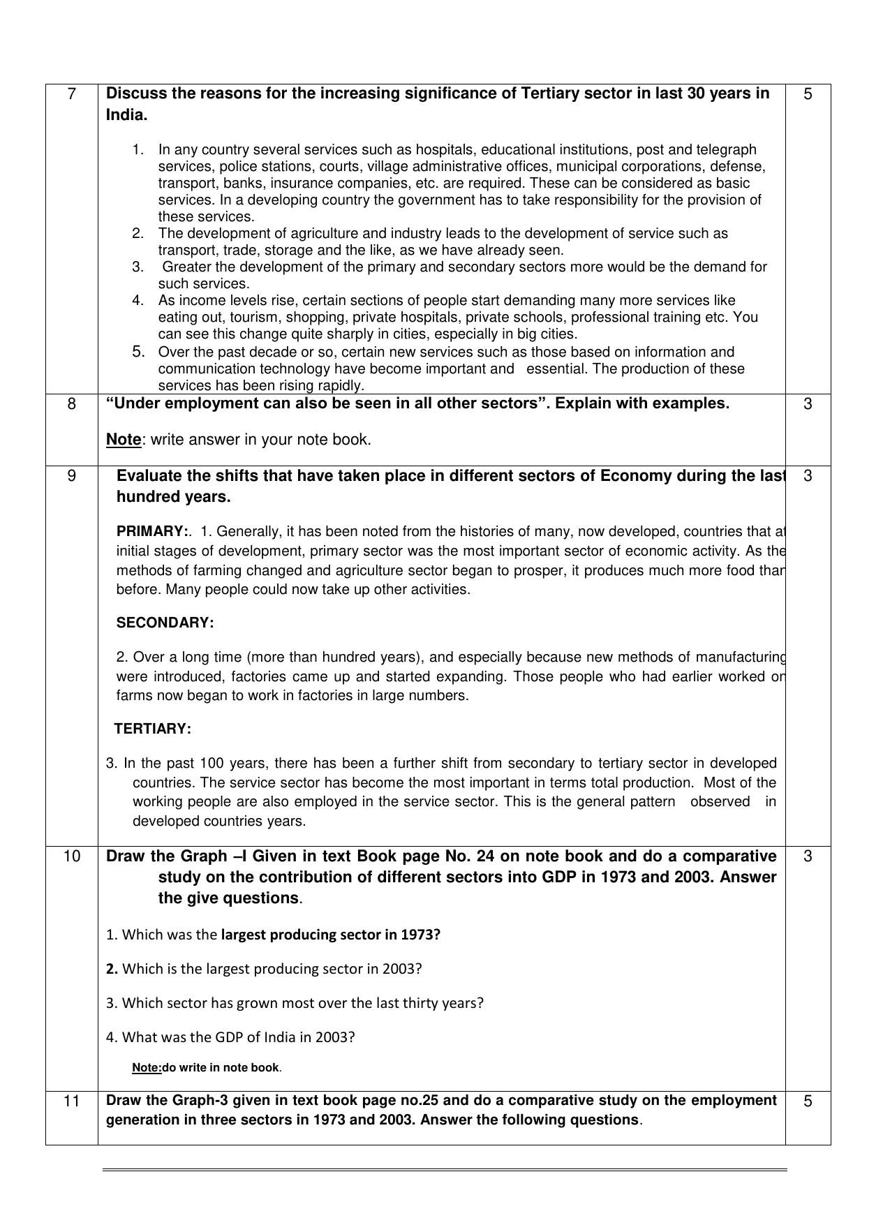 CBSE Worksheets for Class 10 Social Science Sectors of Indian Economy Assignment - Page 3