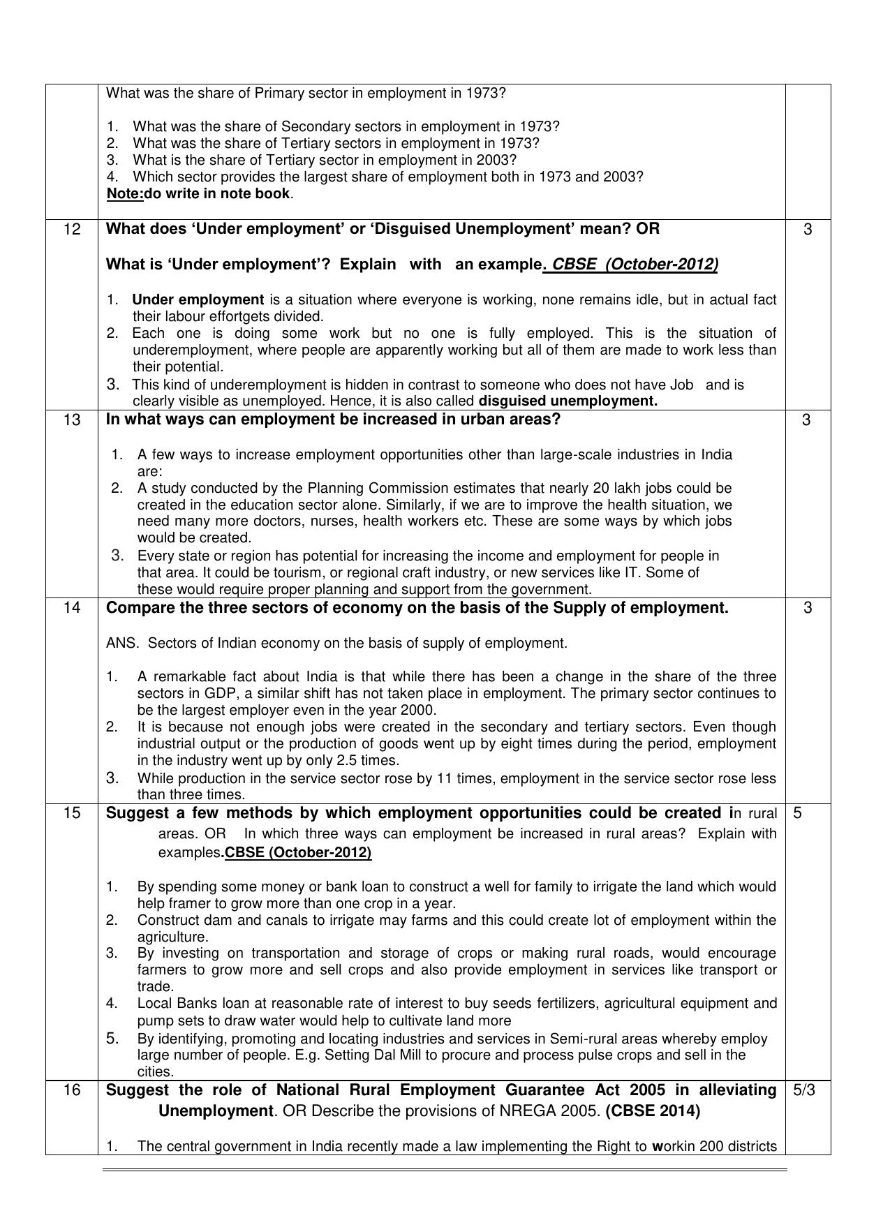 CBSE Worksheets for Class 10 Social Science Sectors of Indian Economy Assignment - Page 4