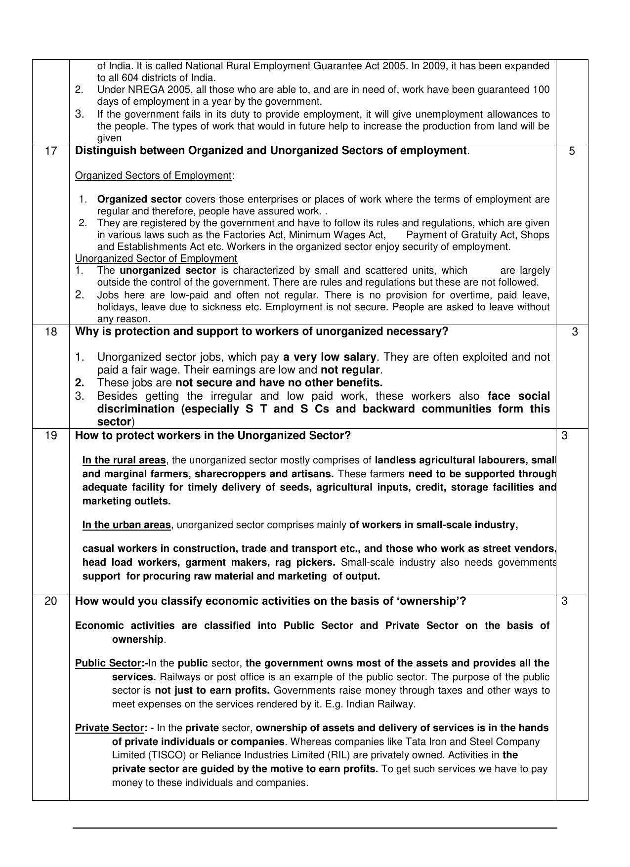 CBSE Worksheets for Class 10 Social Science Sectors of Indian Economy Assignment - Page 5