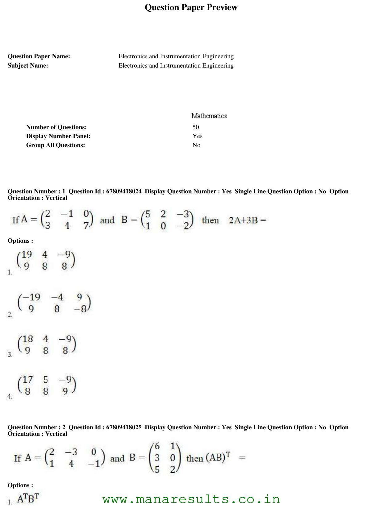 AP ECET 2018 - Electronics Instrumentation Engineering Old Previous Question Papers - Page 1