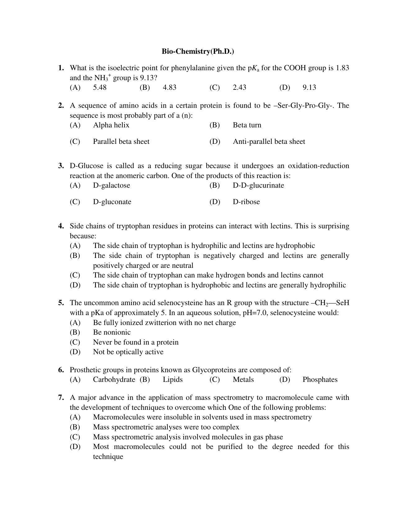 PU MPET Bio-Chemistry 2019 Question Papers - Page 1