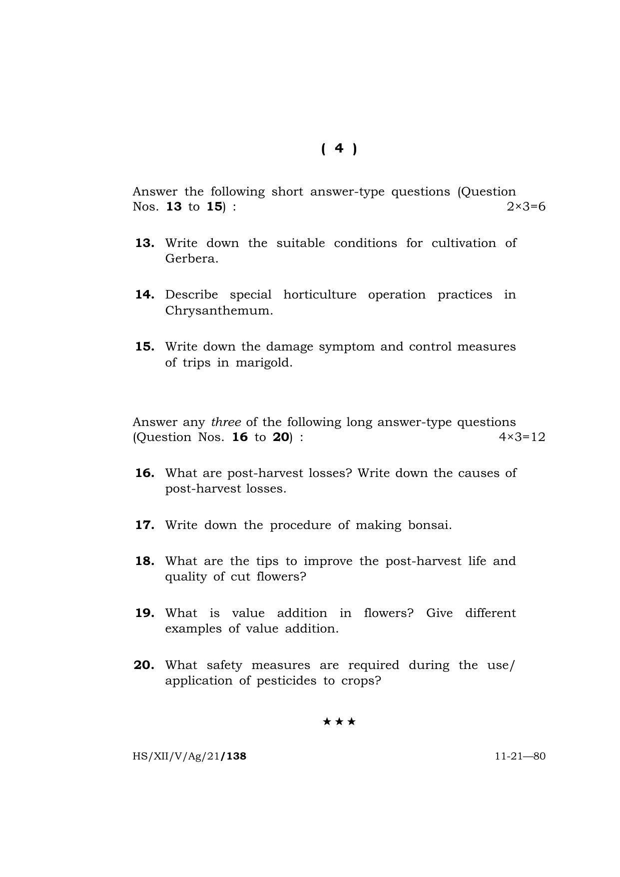 Meghalaya Board (MBOSE) Class 12 AGRICULTURE (HS-XII-V-Ag-21) 2021 Question Paper - Page 4