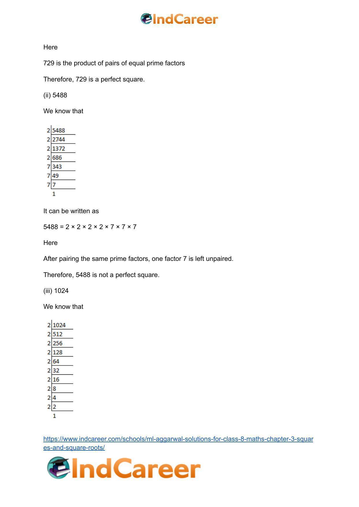 ML Aggarwal Solutions for Class 8 Maths Chapter 3- Squares and Square Roots - Page 3
