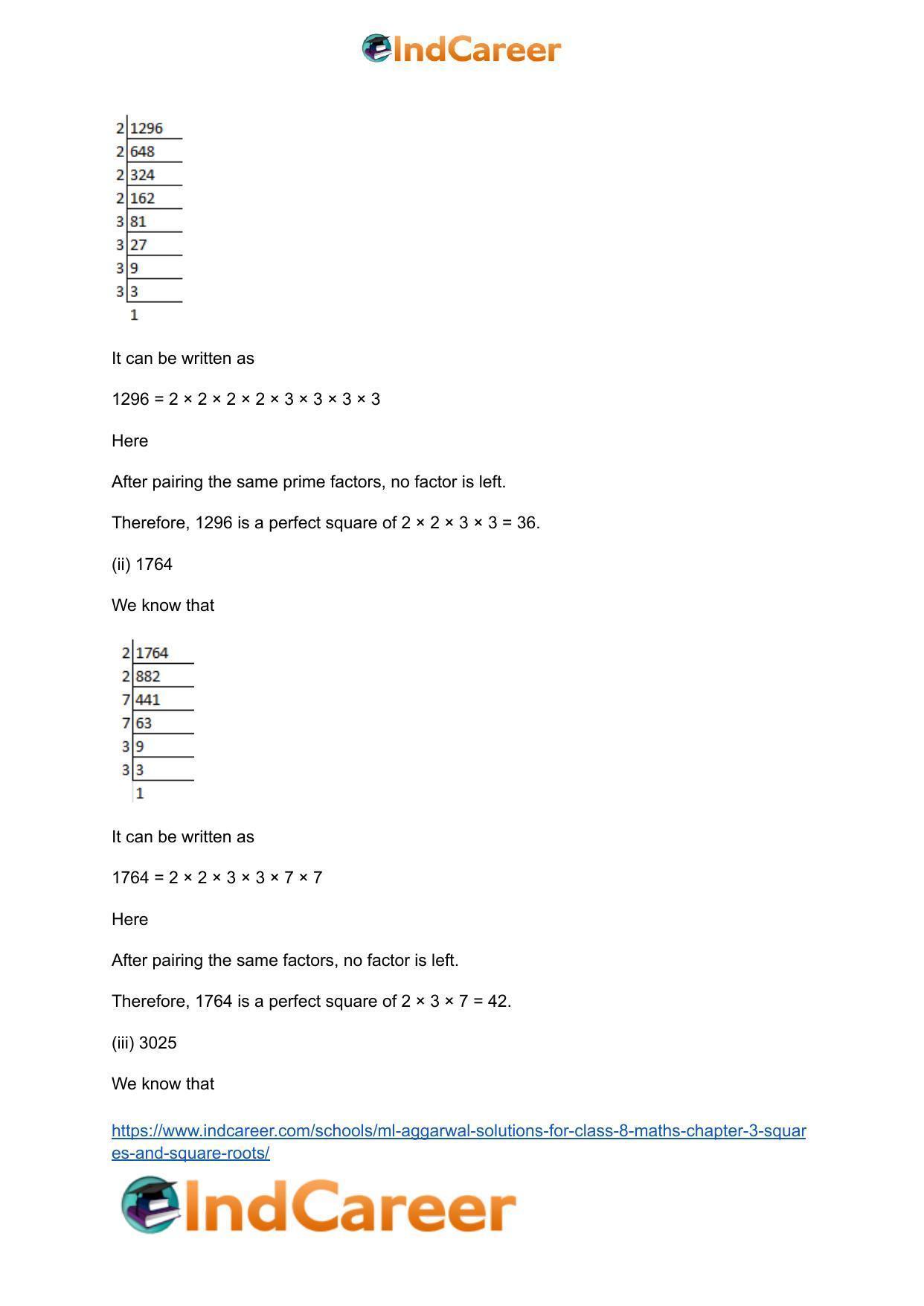 ML Aggarwal Solutions for Class 8 Maths Chapter 3- Squares and Square Roots - Page 5