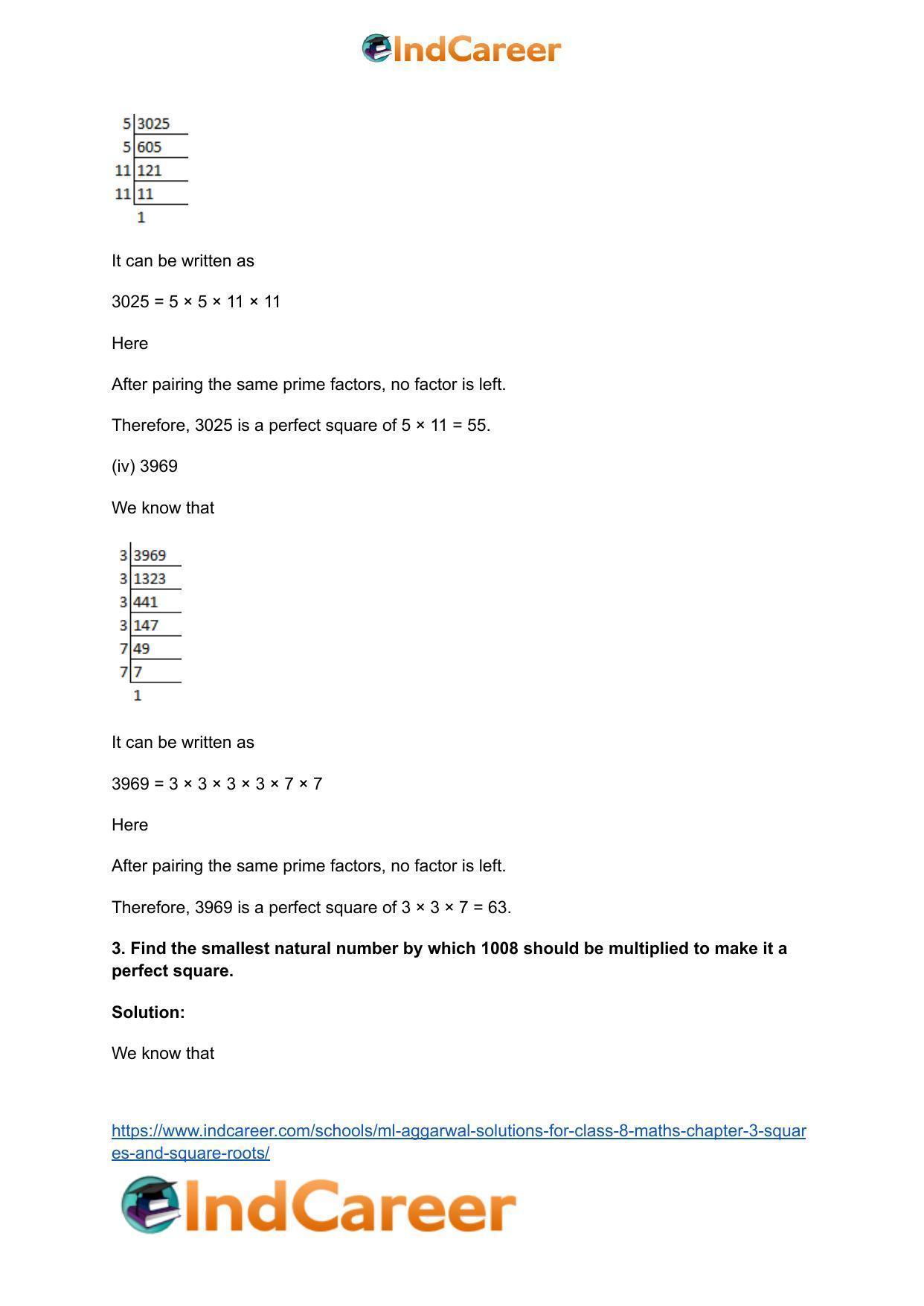 ML Aggarwal Solutions for Class 8 Maths Chapter 3- Squares and Square Roots - Page 6