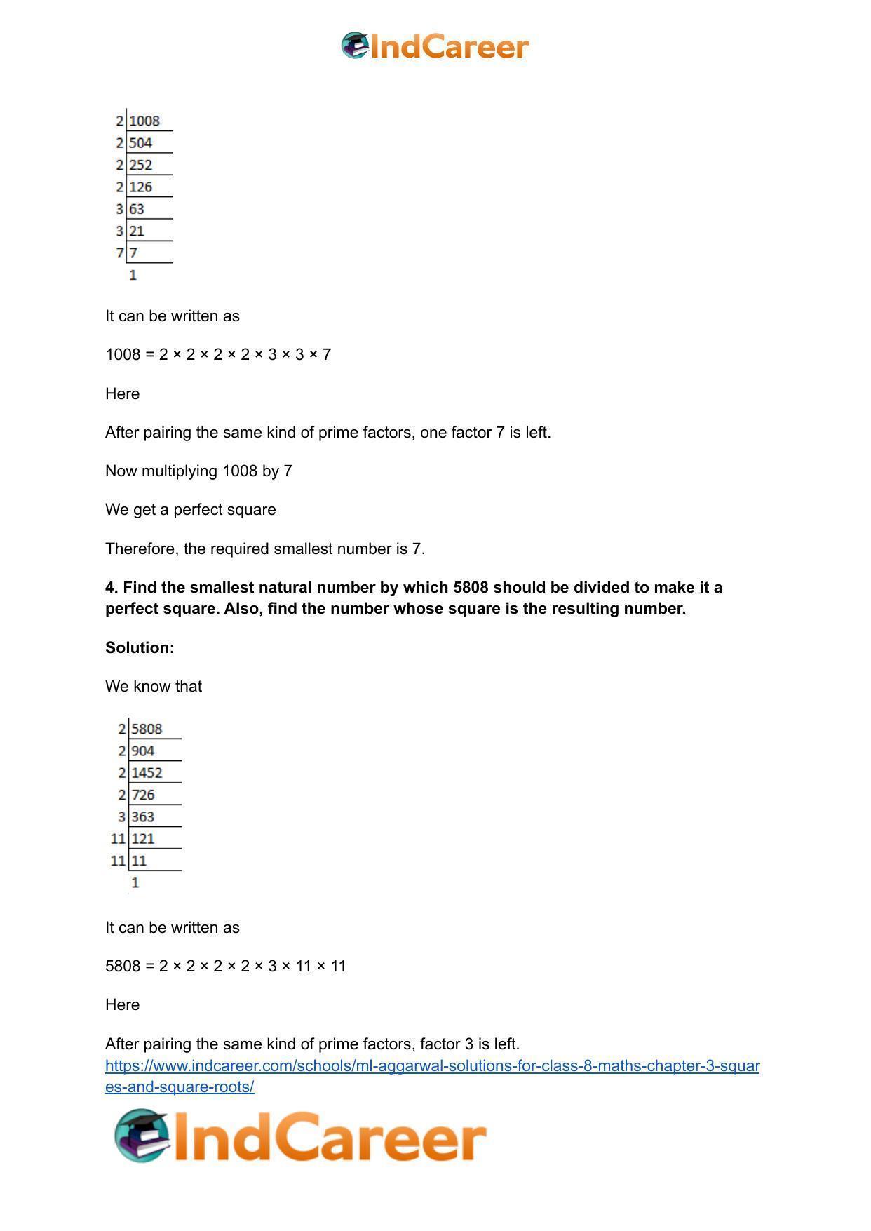 ML Aggarwal Solutions for Class 8 Maths Chapter 3- Squares and Square Roots - Page 7