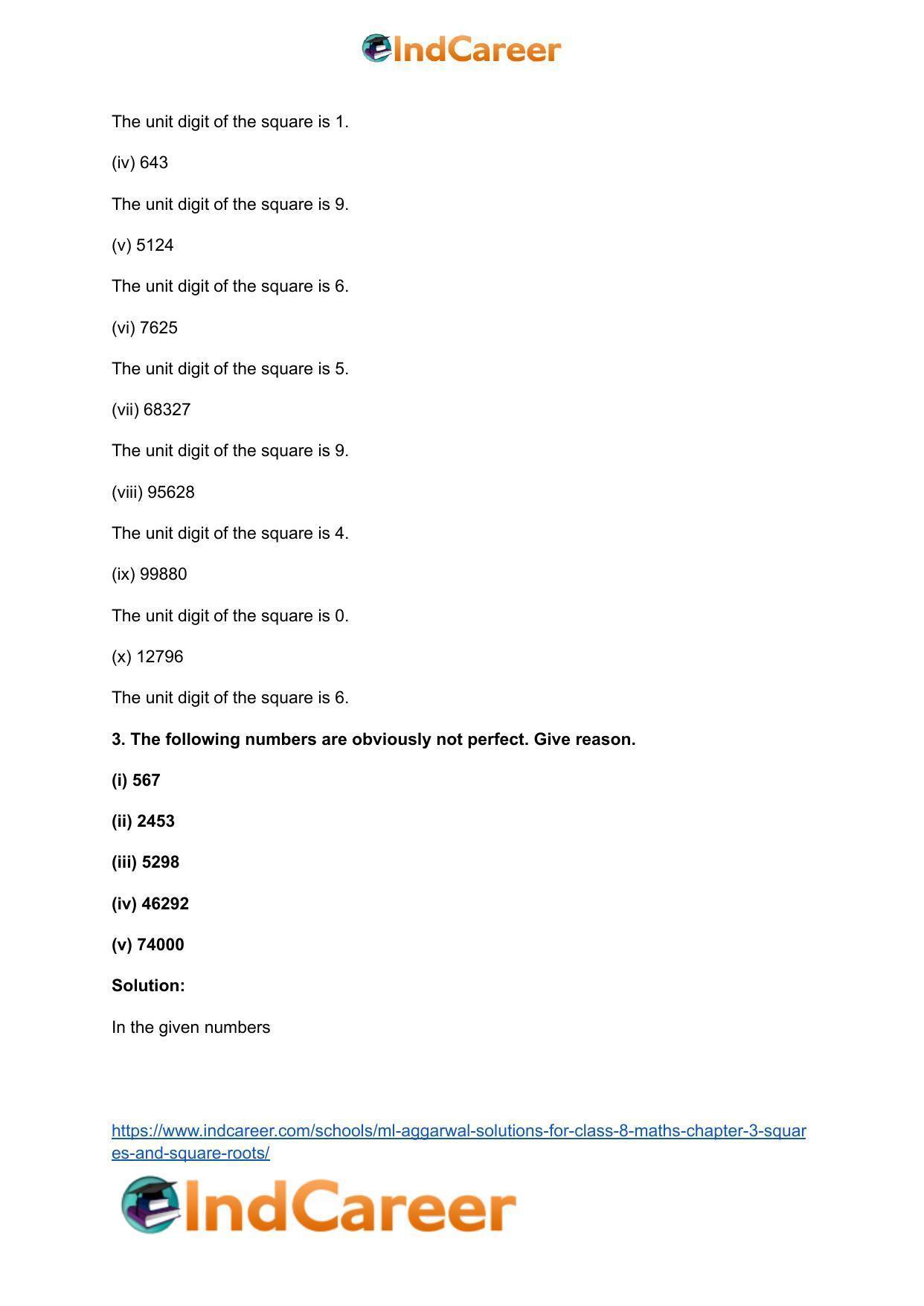 ML Aggarwal Solutions for Class 8 Maths Chapter 3- Squares and Square Roots - Page 9