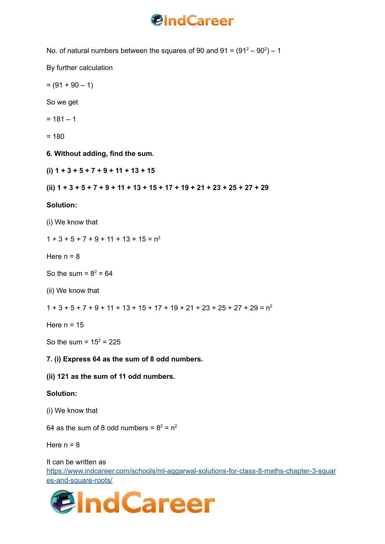 ML Aggarwal Solutions for Class 8 Maths Chapter 3- Squares and Square Roots - Page 11