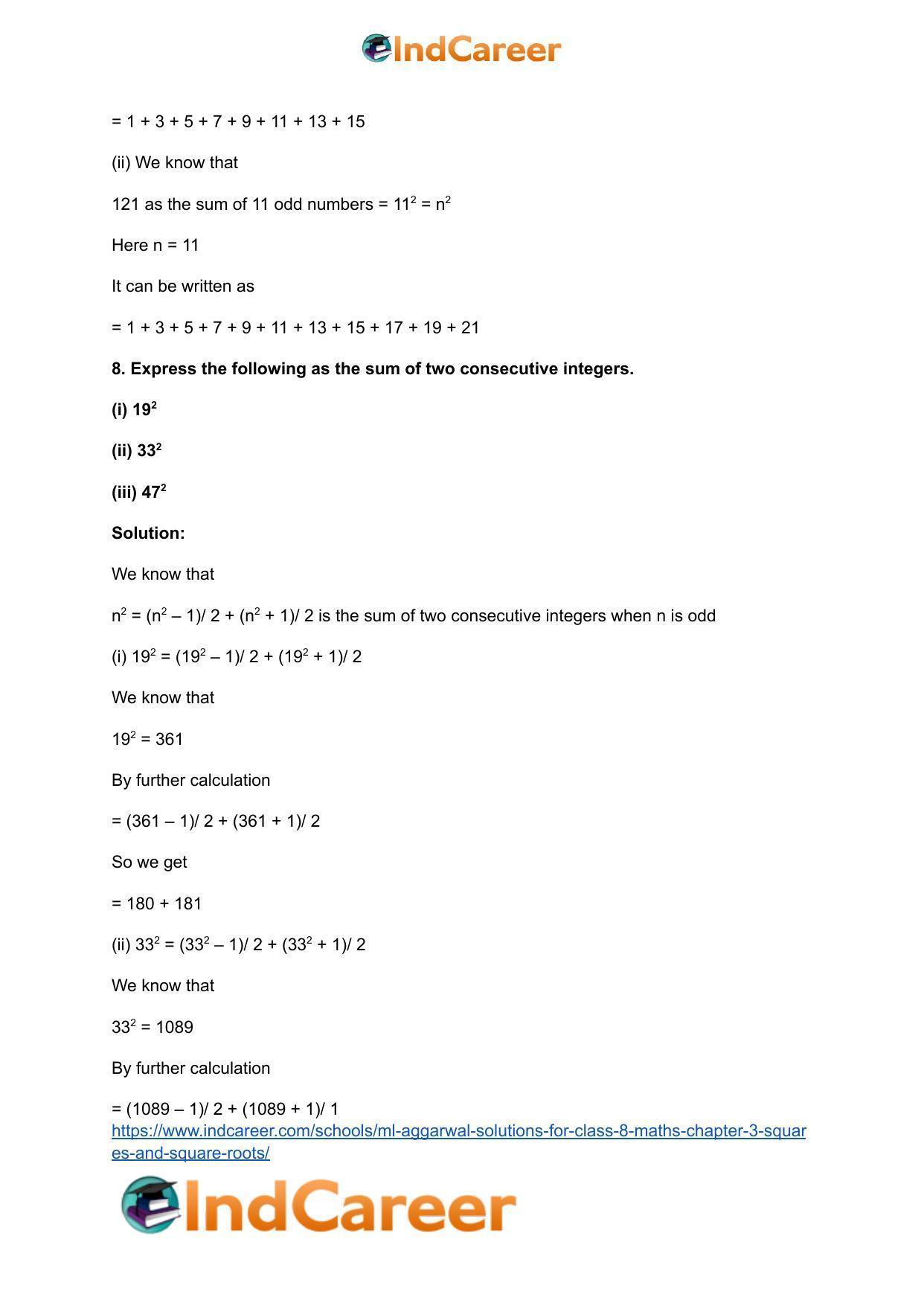 ML Aggarwal Solutions for Class 8 Maths Chapter 3- Squares and Square Roots - Page 12