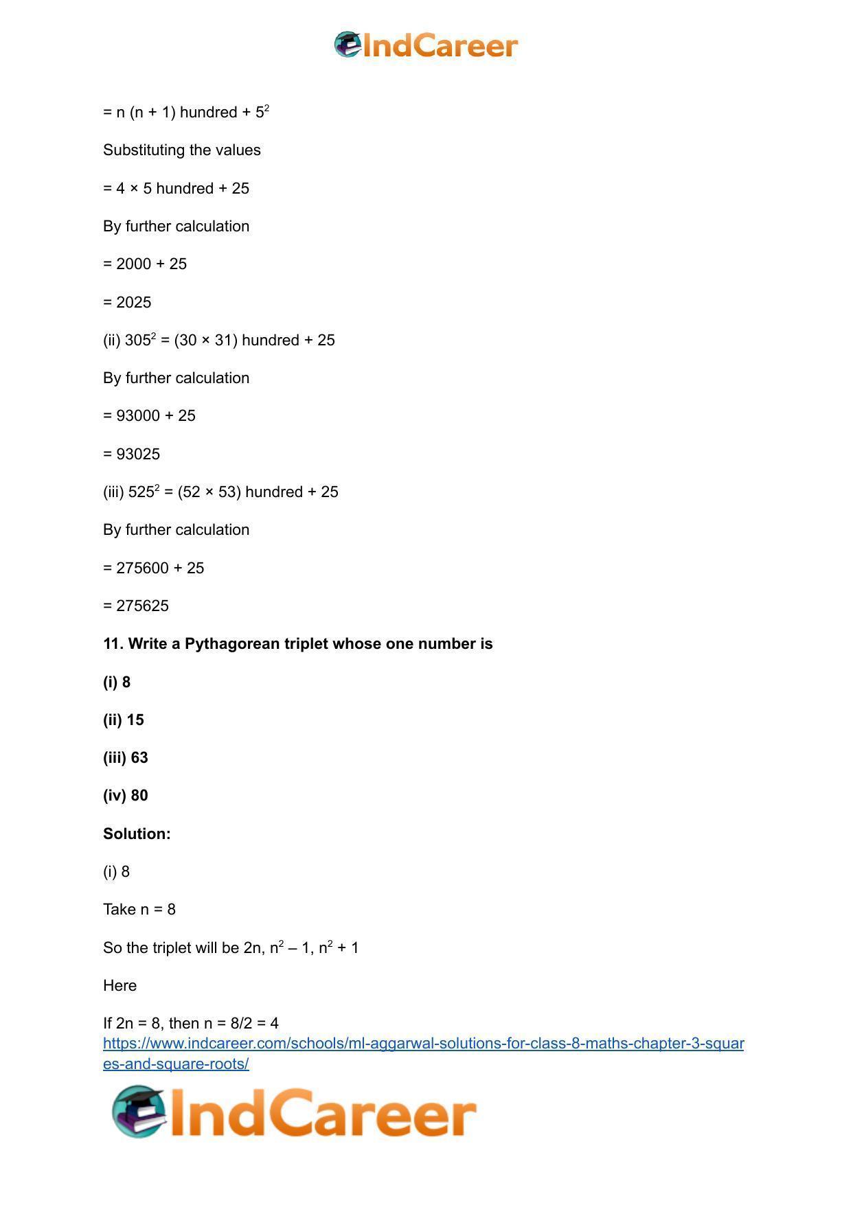 ML Aggarwal Solutions for Class 8 Maths Chapter 3- Squares and Square Roots - Page 15