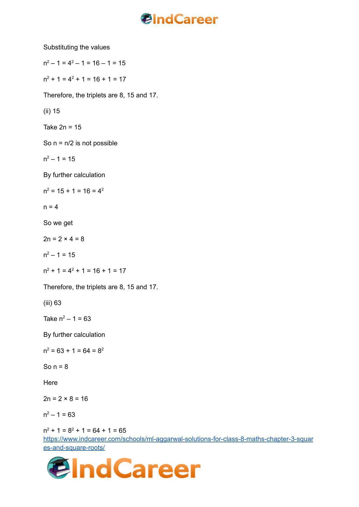ML Aggarwal Solutions for Class 8 Maths Chapter 3- Squares and Square Roots - Page 16