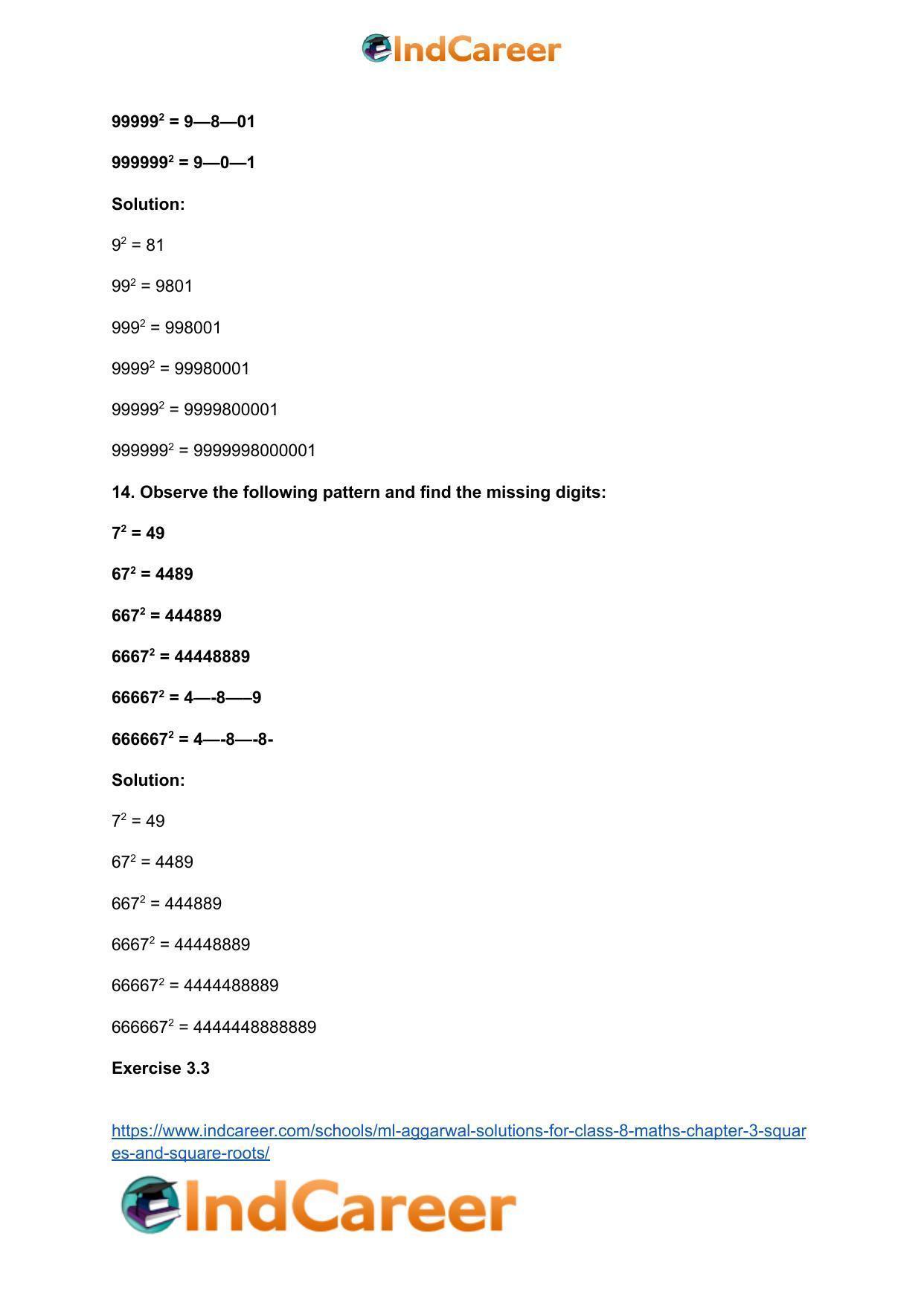 ML Aggarwal Solutions for Class 8 Maths Chapter 3- Squares and Square Roots - Page 18