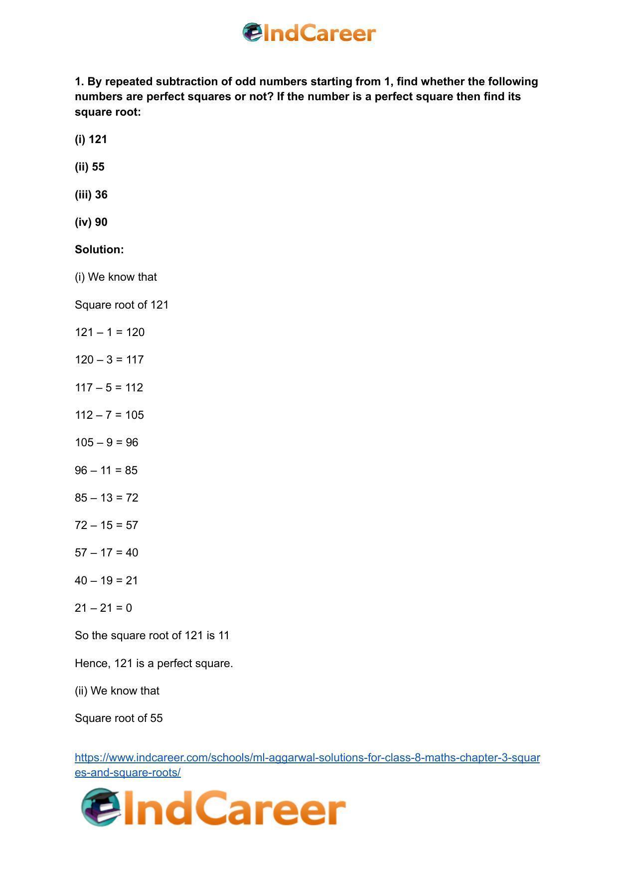 ML Aggarwal Solutions for Class 8 Maths Chapter 3- Squares and Square Roots - Page 19