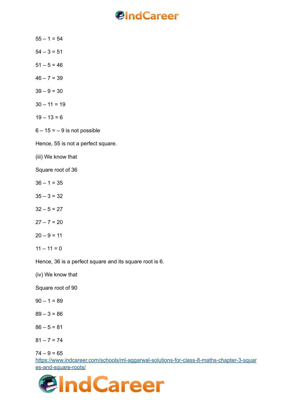 ML Aggarwal Solutions for Class 8 Maths Chapter 3- Squares and Square Roots - Page 20