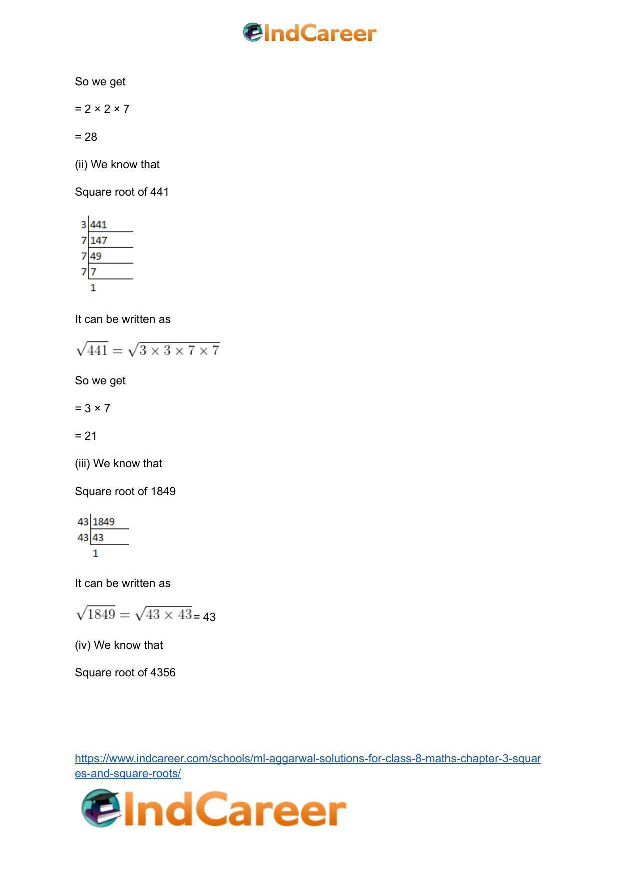 ML Aggarwal Solutions for Class 8 Maths Chapter 3- Squares and Square Roots - Page 22