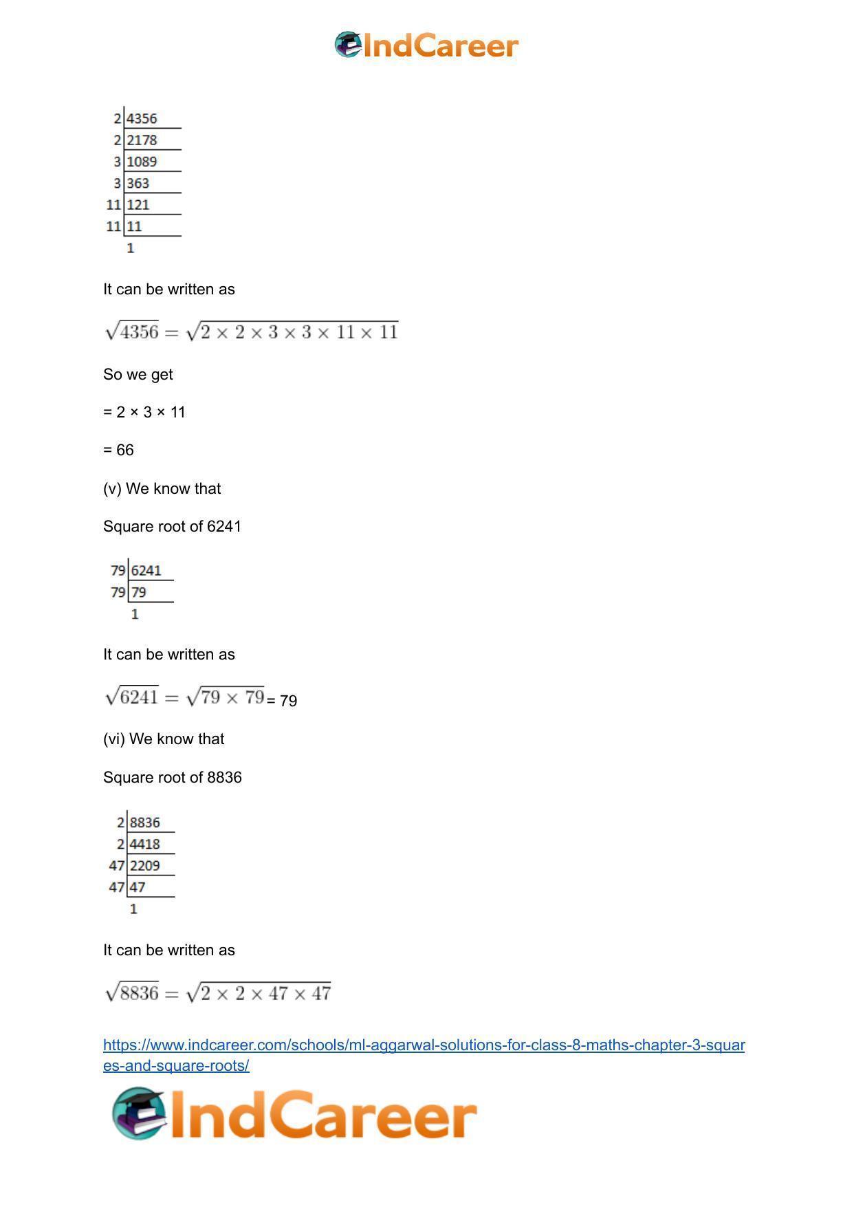 ML Aggarwal Solutions for Class 8 Maths Chapter 3- Squares and Square Roots - Page 23