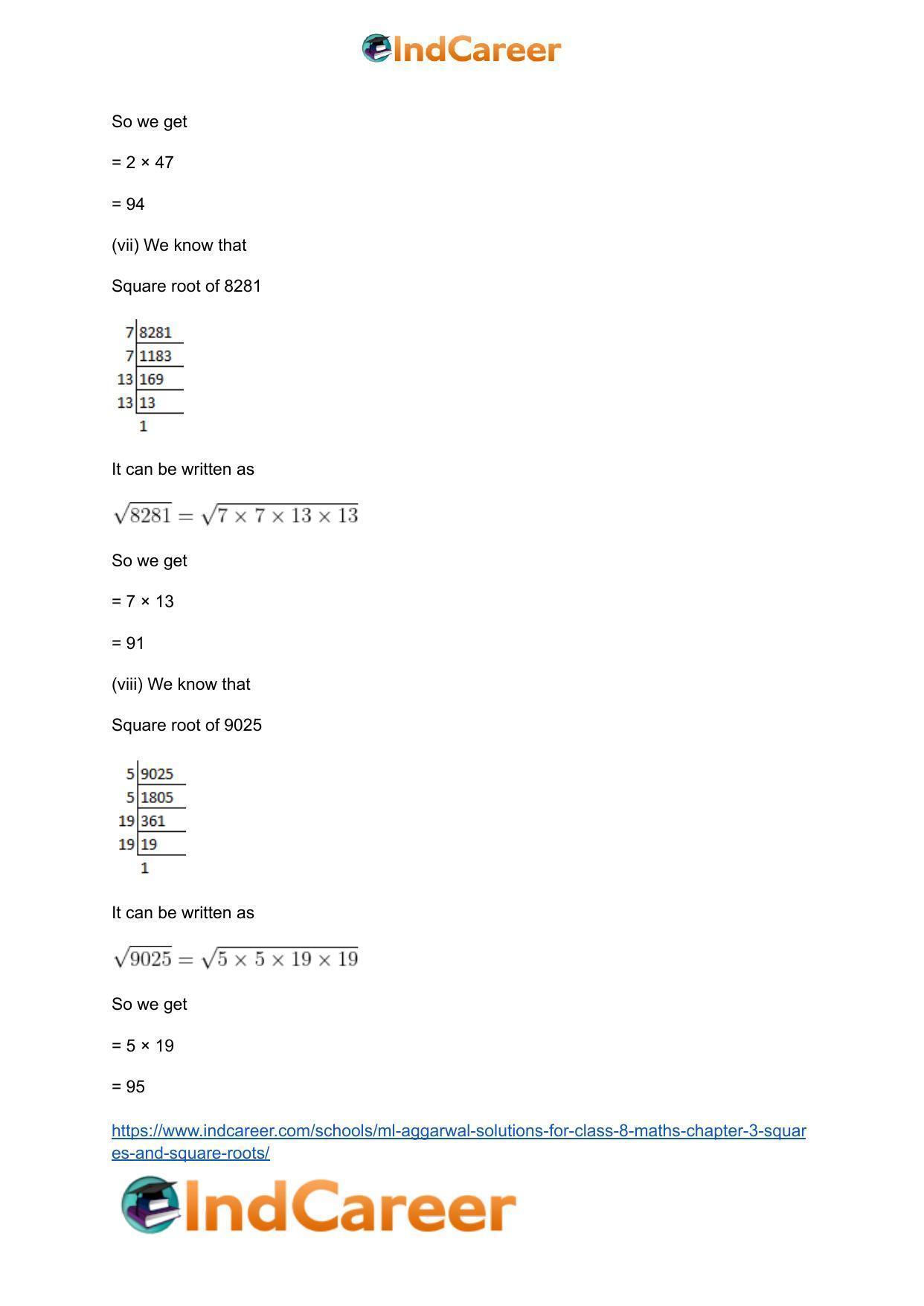 ML Aggarwal Solutions for Class 8 Maths Chapter 3- Squares and Square Roots - Page 24