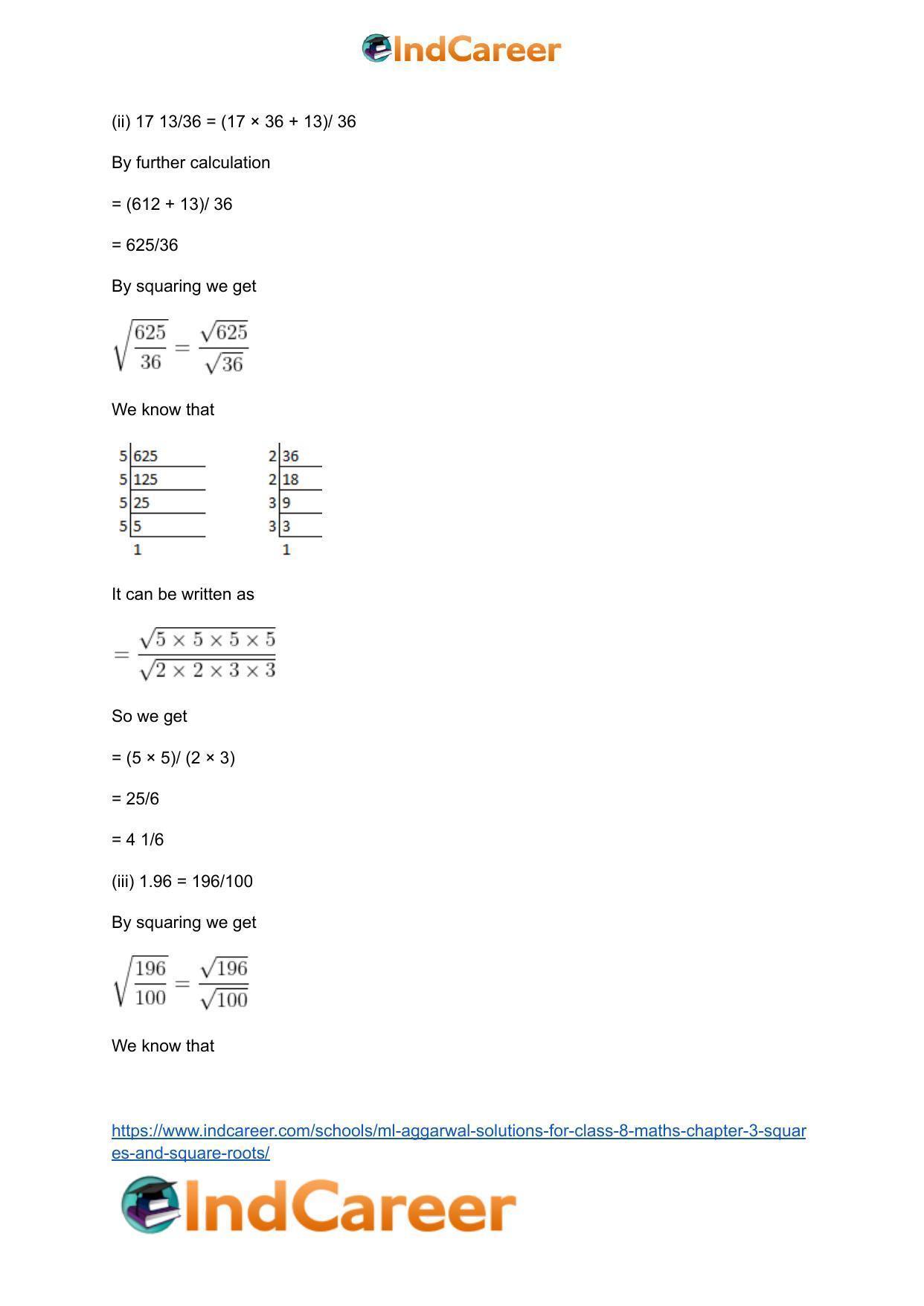 ML Aggarwal Solutions for Class 8 Maths Chapter 3- Squares and Square Roots - Page 26