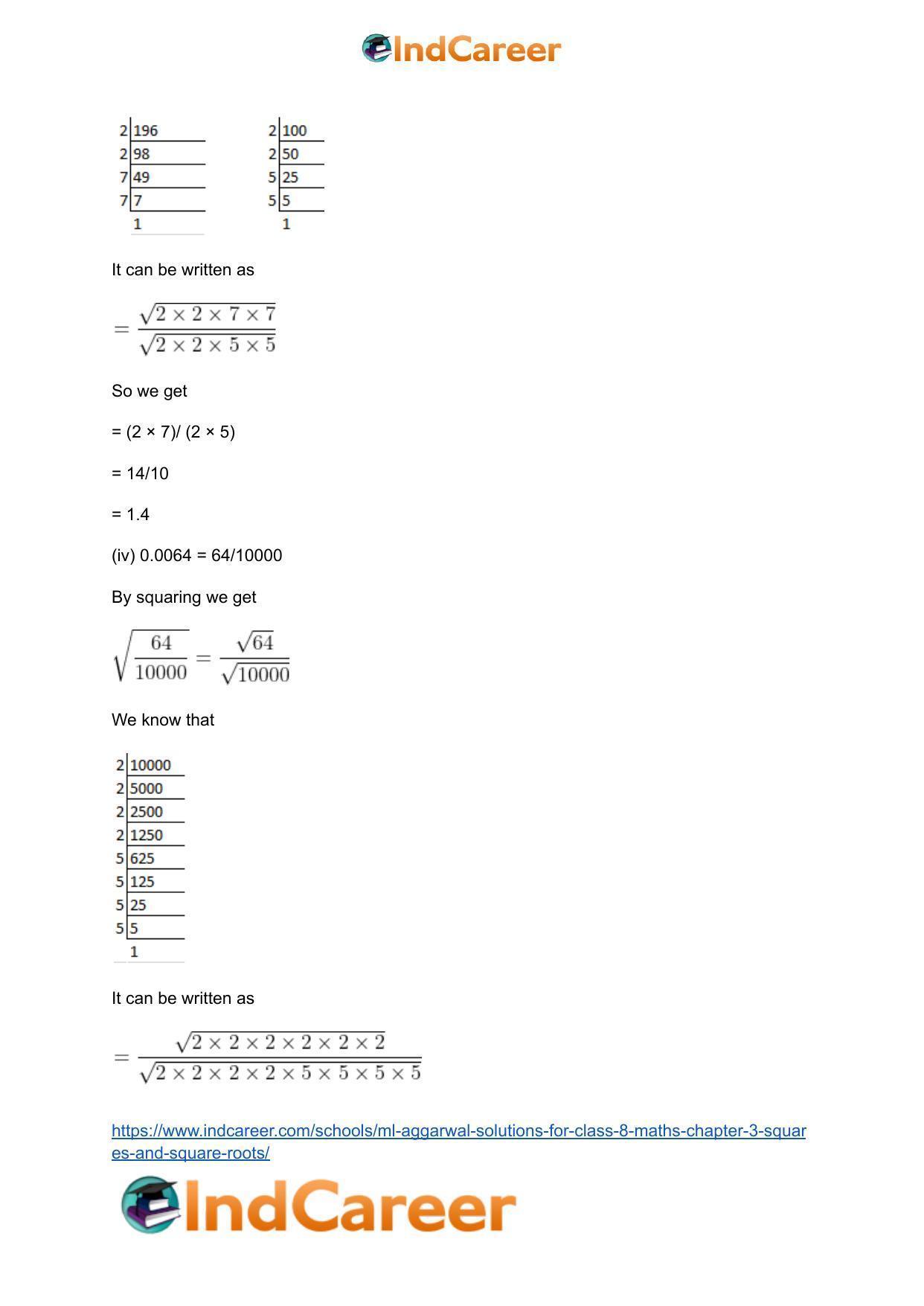 ML Aggarwal Solutions for Class 8 Maths Chapter 3- Squares and Square Roots - Page 27
