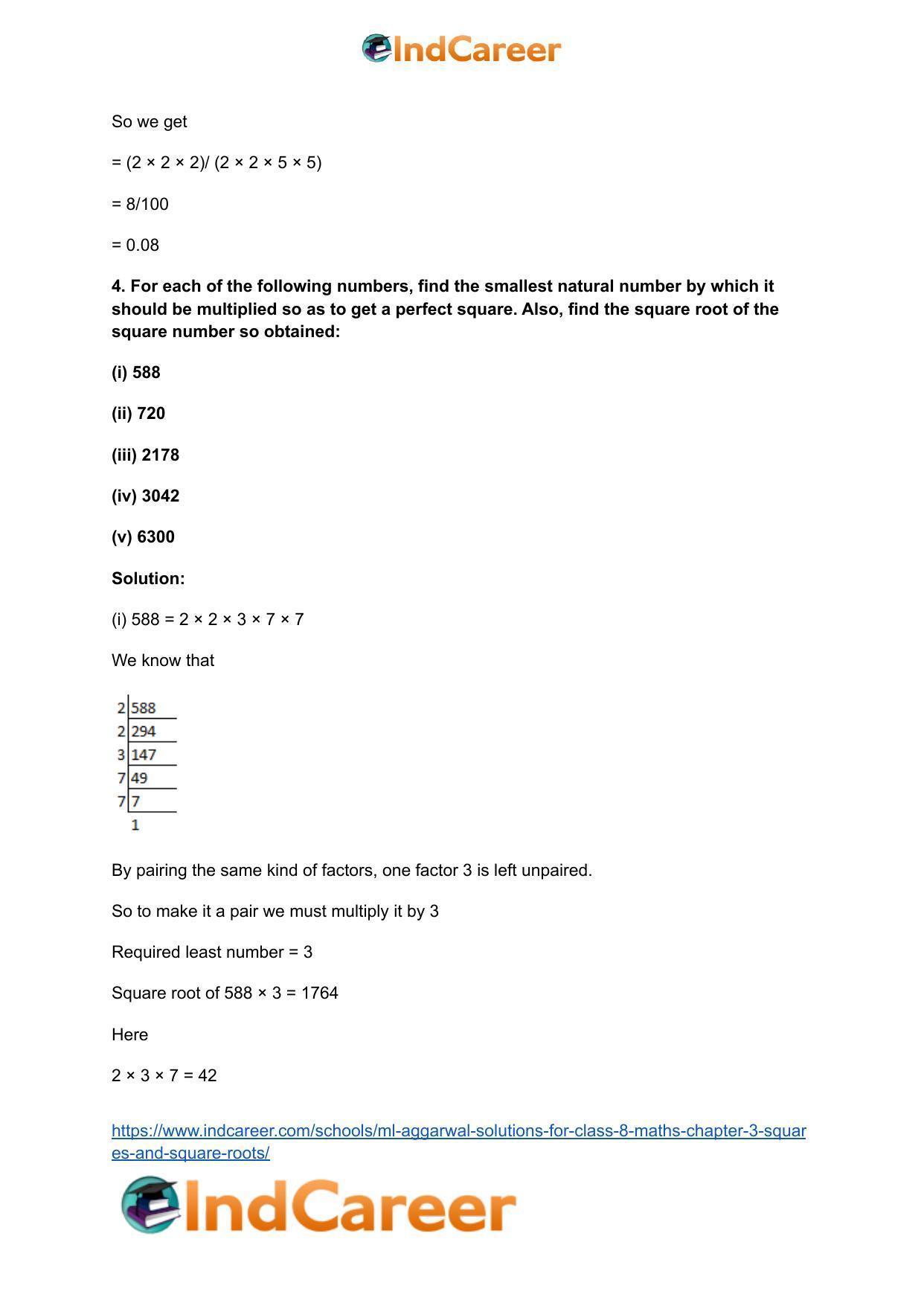 ML Aggarwal Solutions for Class 8 Maths Chapter 3- Squares and Square Roots - Page 28
