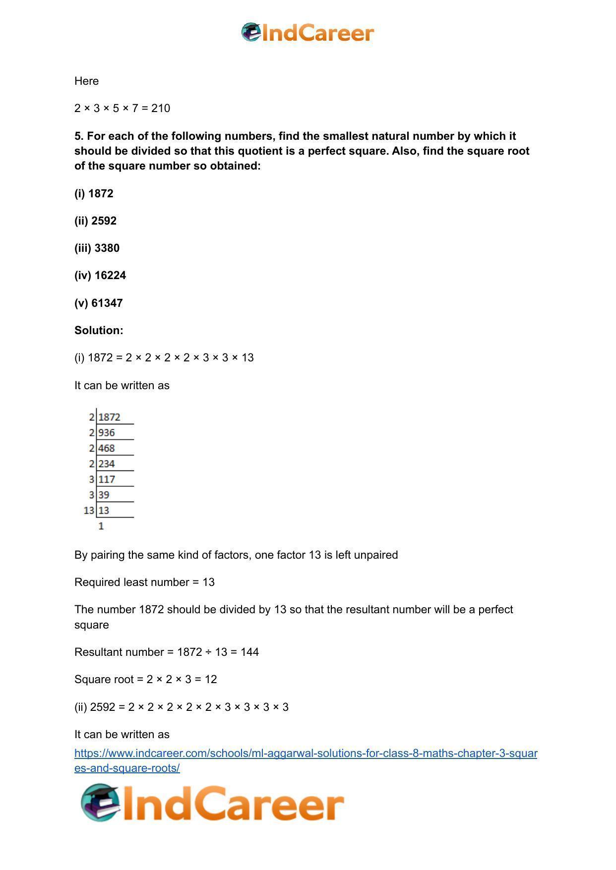 ML Aggarwal Solutions for Class 8 Maths Chapter 3- Squares and Square Roots - Page 31