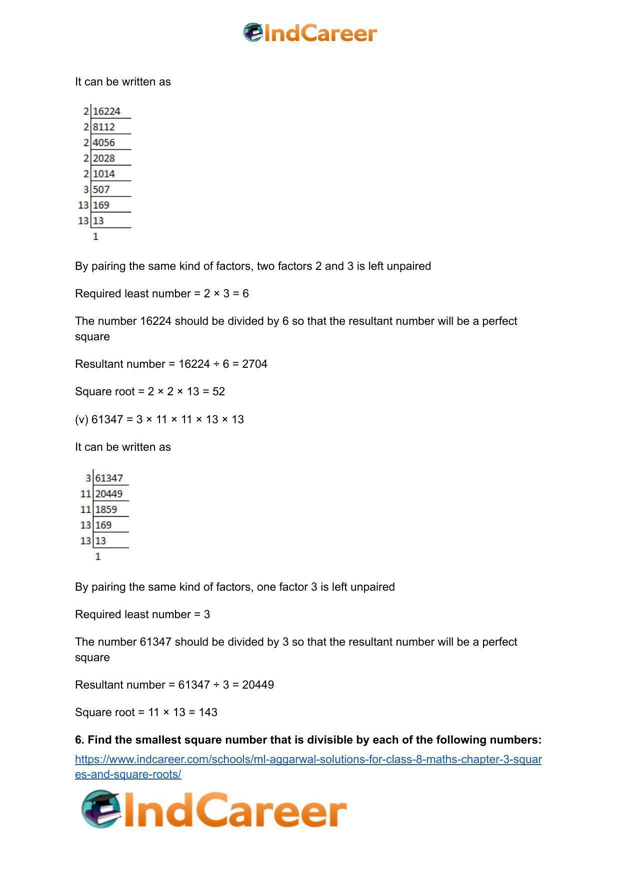 ML Aggarwal Solutions for Class 8 Maths Chapter 3- Squares and Square Roots - Page 33
