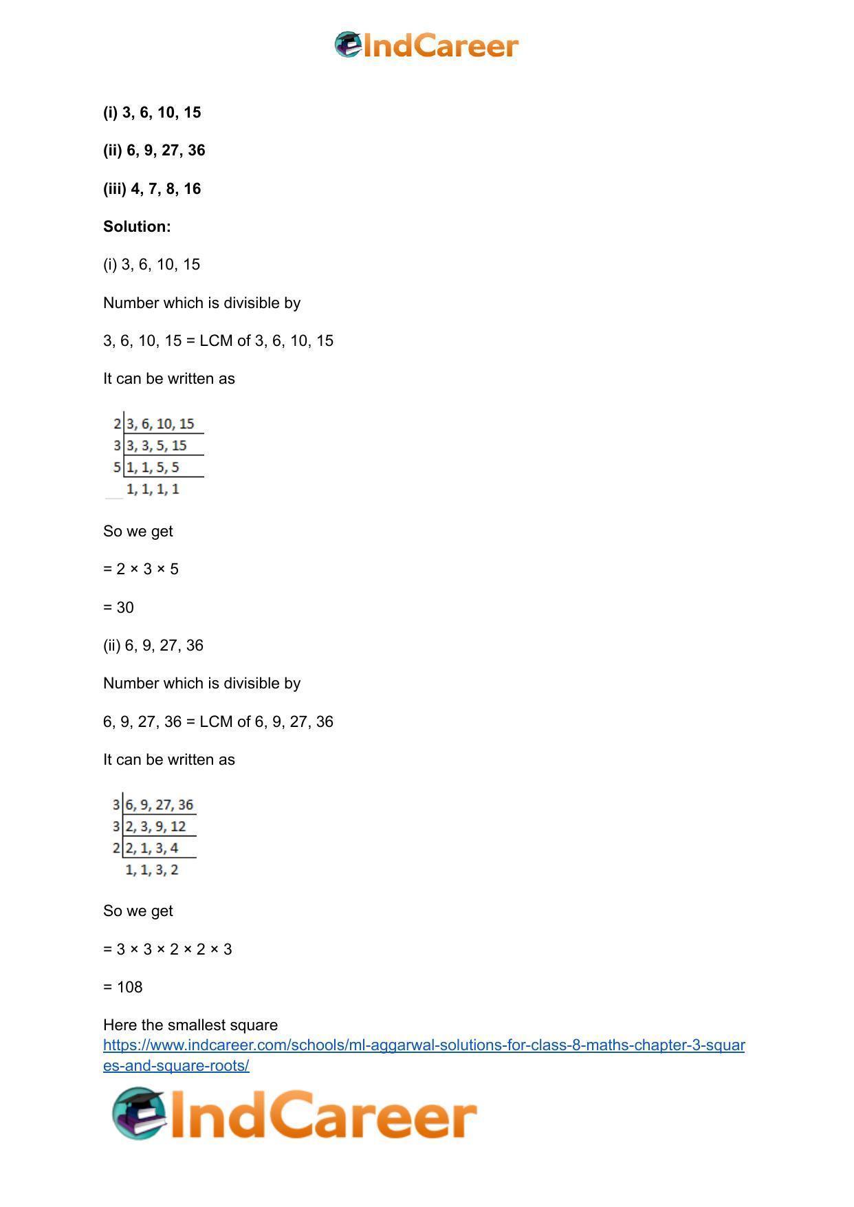 ML Aggarwal Solutions for Class 8 Maths Chapter 3- Squares and Square Roots - Page 34