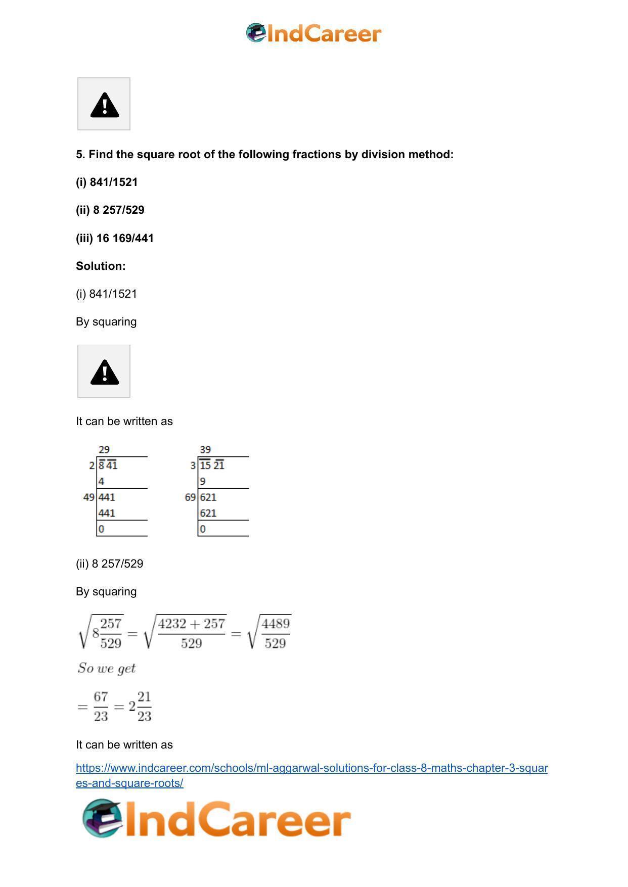 ML Aggarwal Solutions for Class 8 Maths Chapter 3- Squares and Square Roots - Page 48