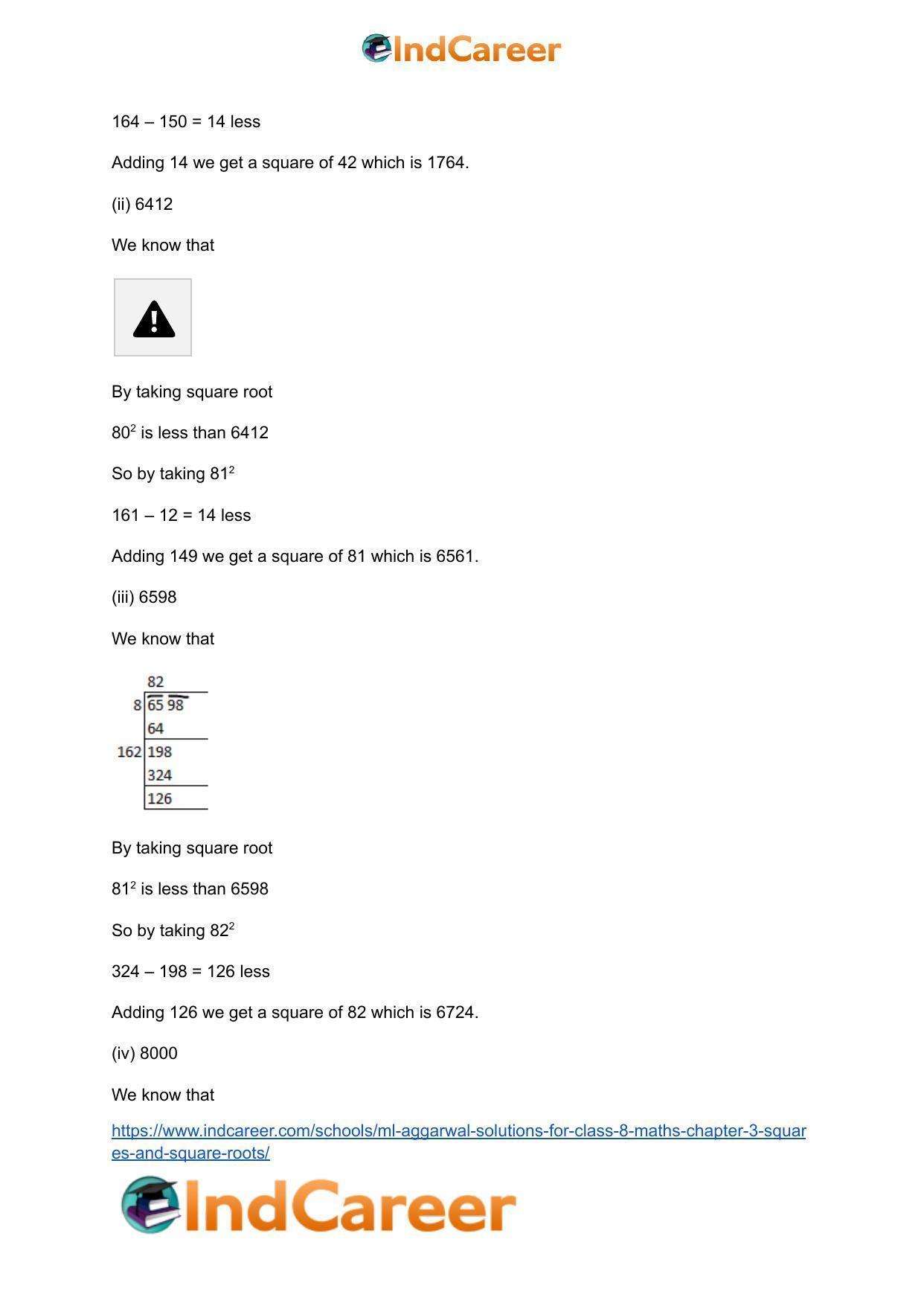 ML Aggarwal Solutions for Class 8 Maths Chapter 3- Squares and Square Roots - Page 52